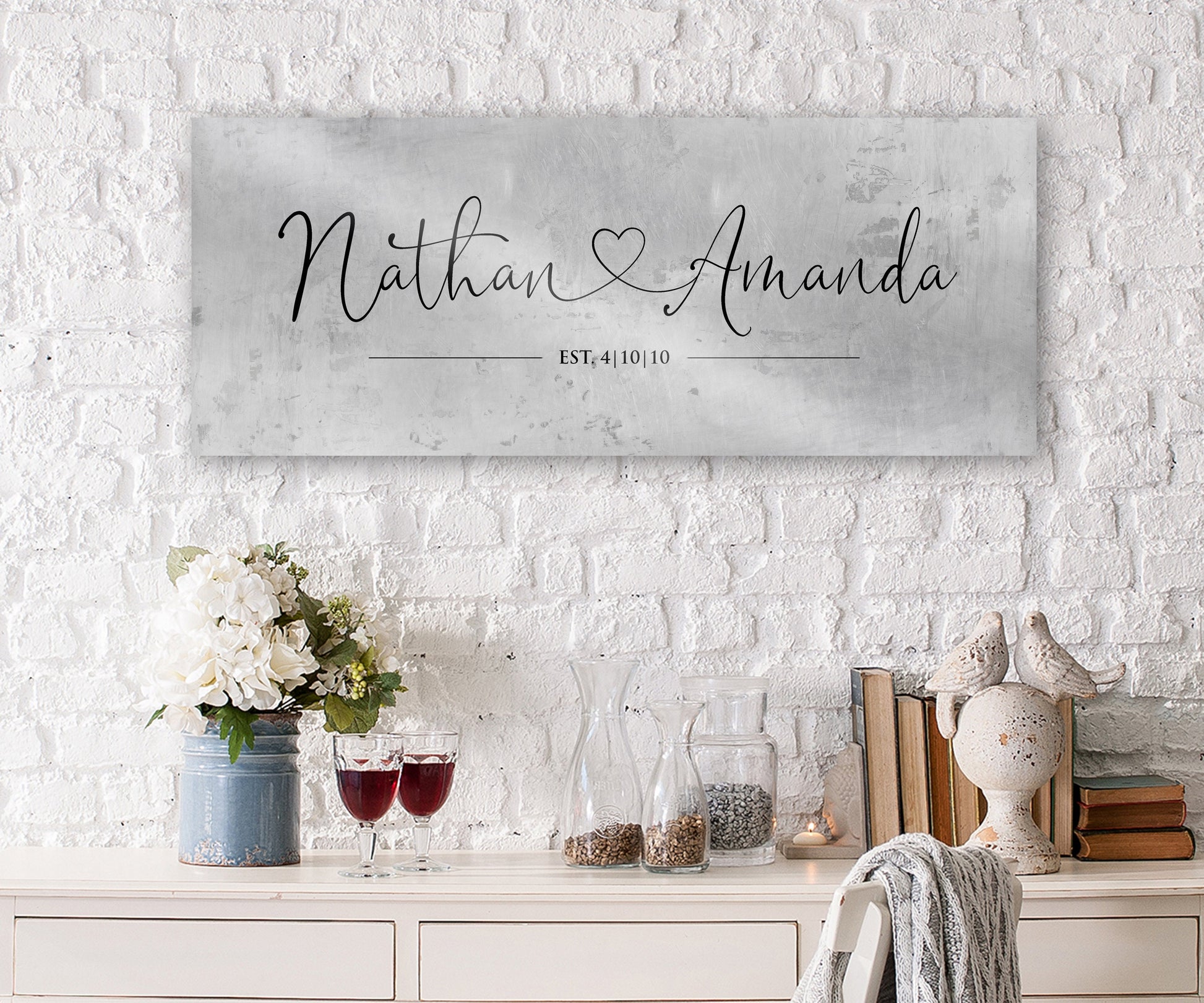 Rustic Heart Name Sign on Tin - HoneycombProverbs - Signs - Tin Anniversary Gifts