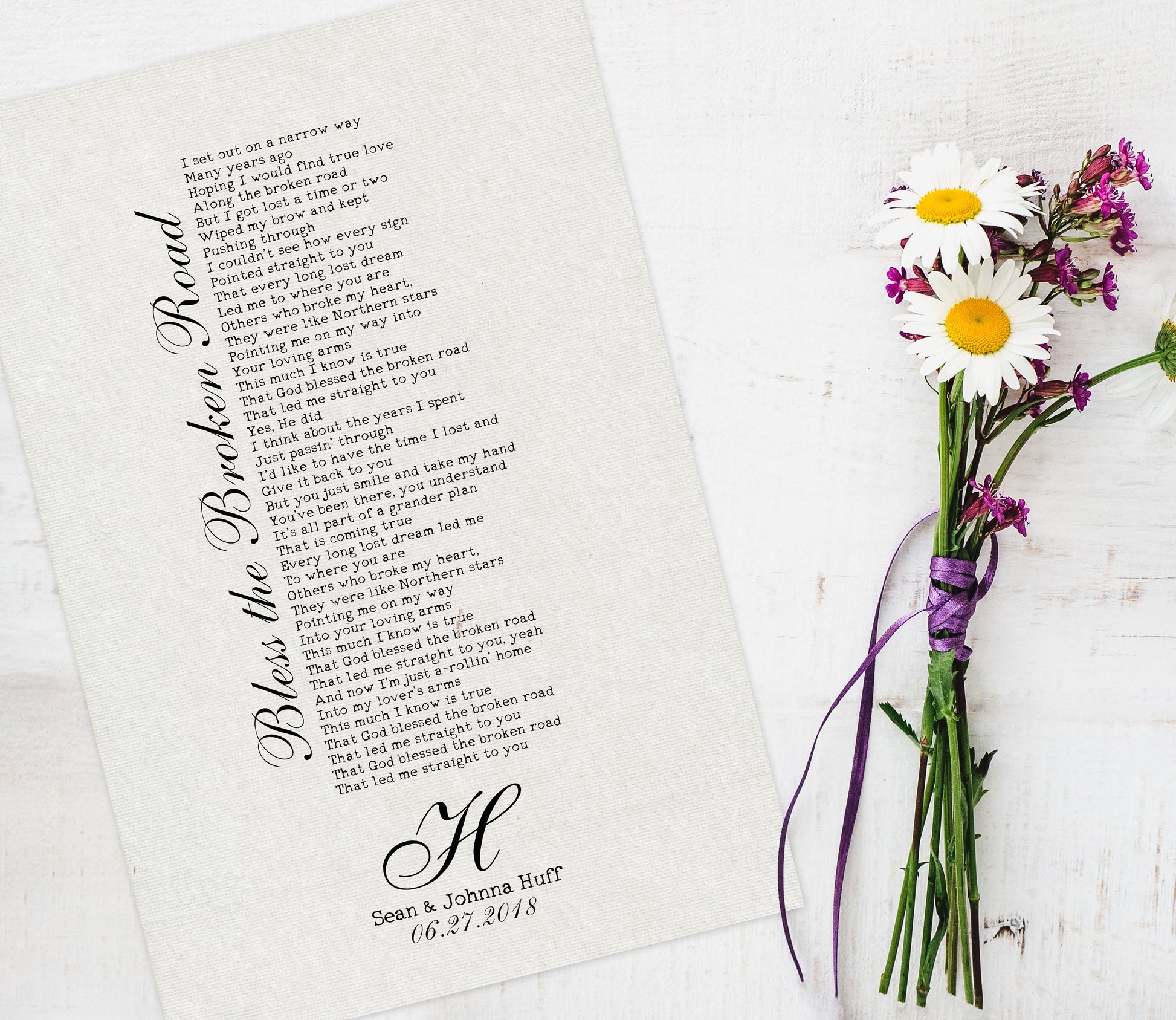 First Dance Song on Cotton - HoneycombProverbs - Gifts For The Couple - 2nd Year Cotton Art