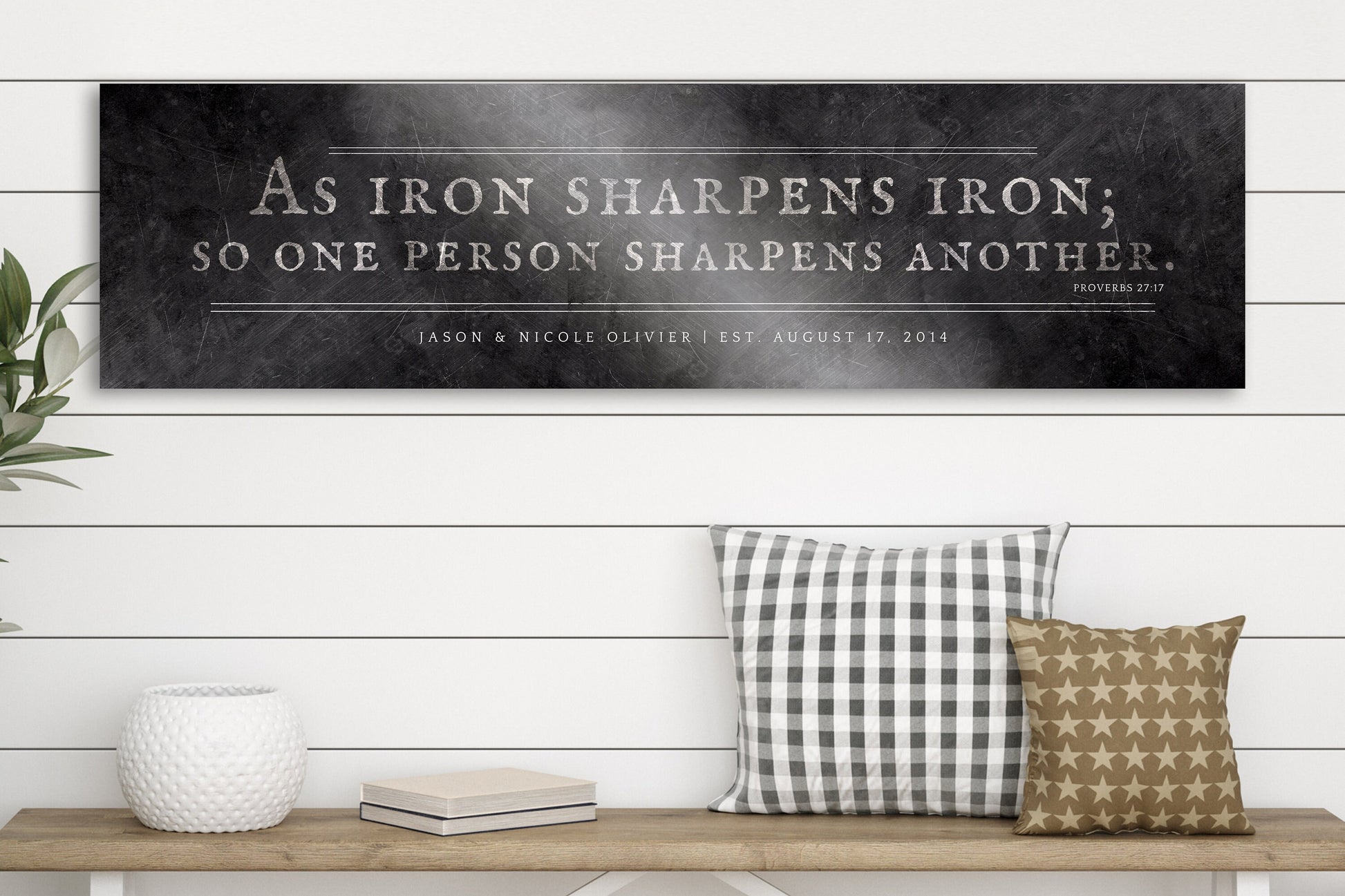 Iron Sharpens Iron Sign Iron Anniversary Gift - HoneycombProverbs - Signs - Christian Wall Art