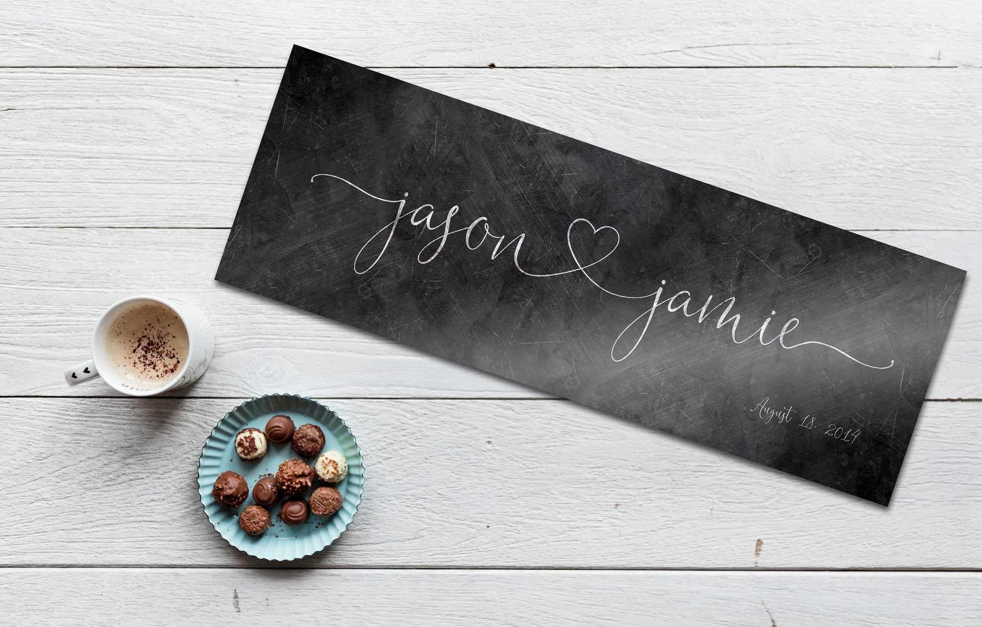 Iron Heart Connected Name Sign for Couples - HoneycombProverbs - Signs - Name Signs Wall Art