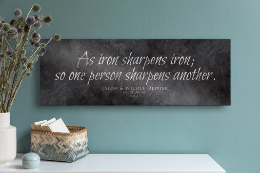 Proverbs 27:17, As Iron Sharpens Iron Personalized Wall Sign - HoneycombProverbs - Signs - Christian Wall Art
