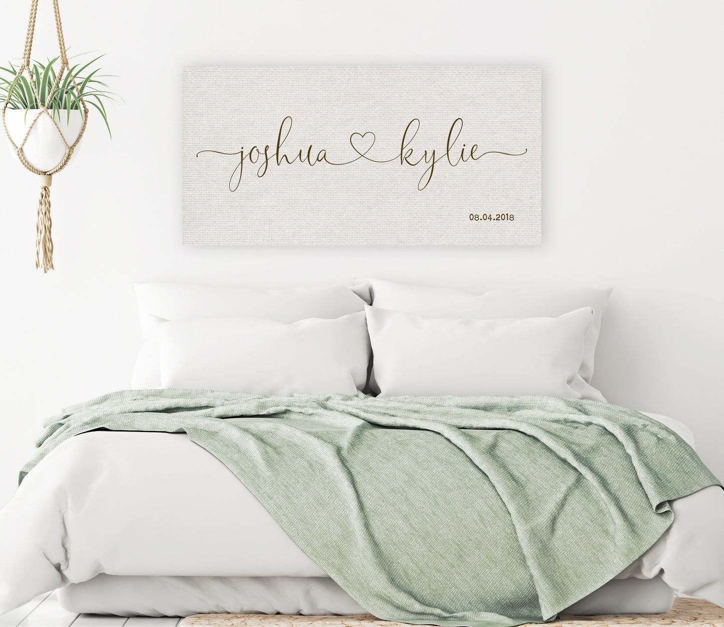 Cotton Heart Connected Names Est Canvas - HoneycombProverbs - Giclée - 2nd Year Cotton Art