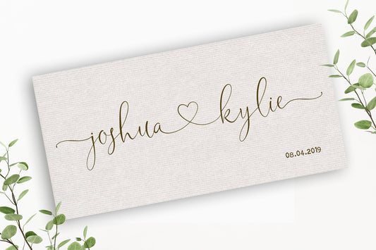 Cotton Heart Connected Names Est Canvas - HoneycombProverbs - Giclée - 2nd Year Cotton Art