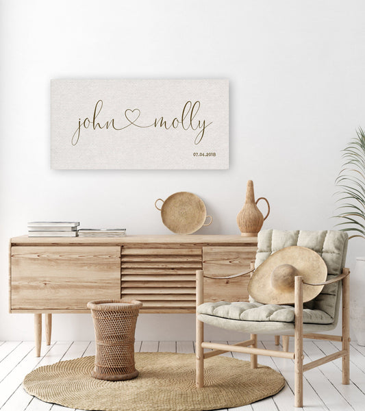 Heart Names on Cotton - HoneycombProverbs - Gifts For The Couple - Name Signs Wall Art