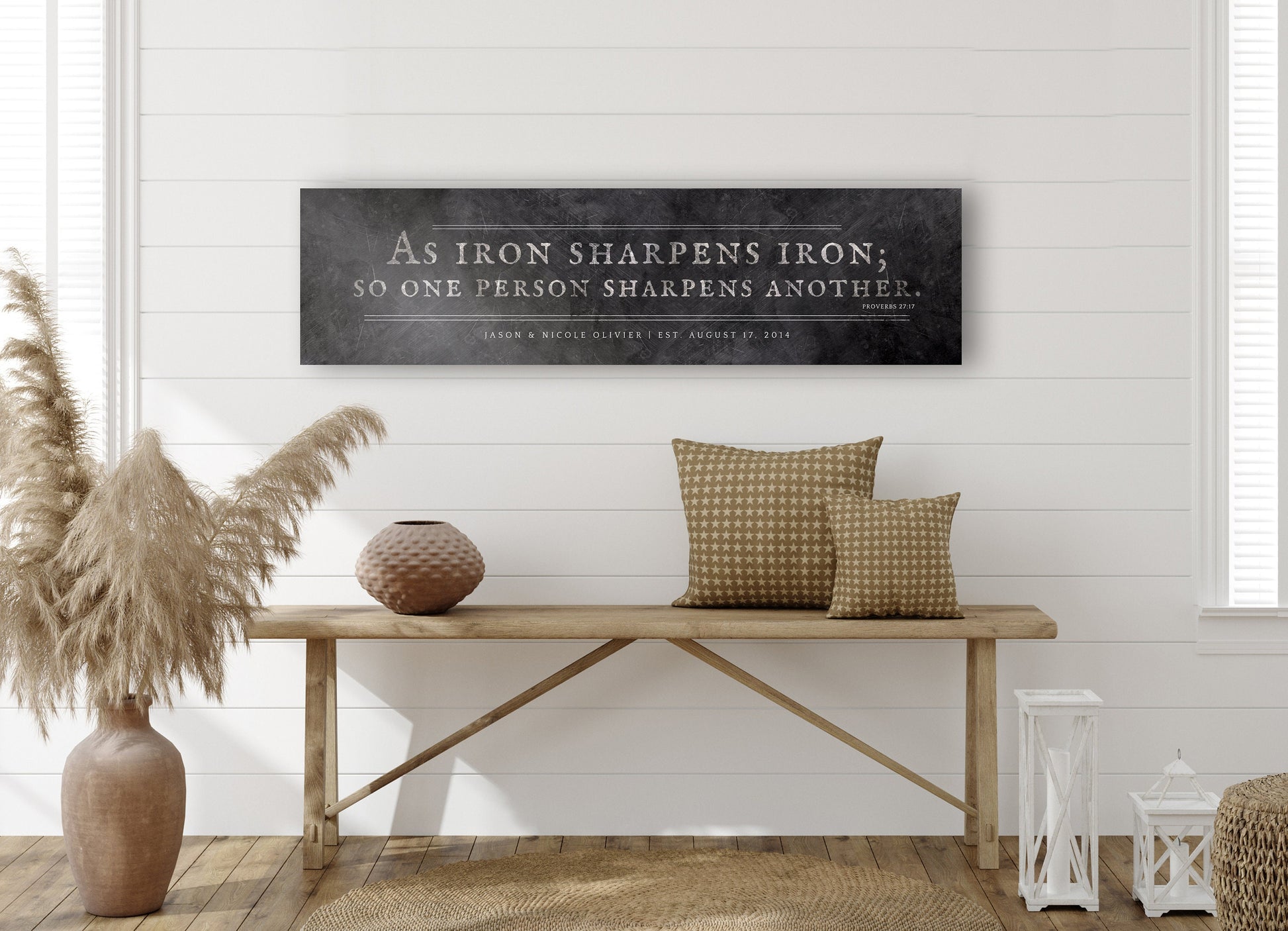 Iron Sharpens Iron Sign Iron Anniversary Gift - HoneycombProverbs - Signs - Christian Wall Art