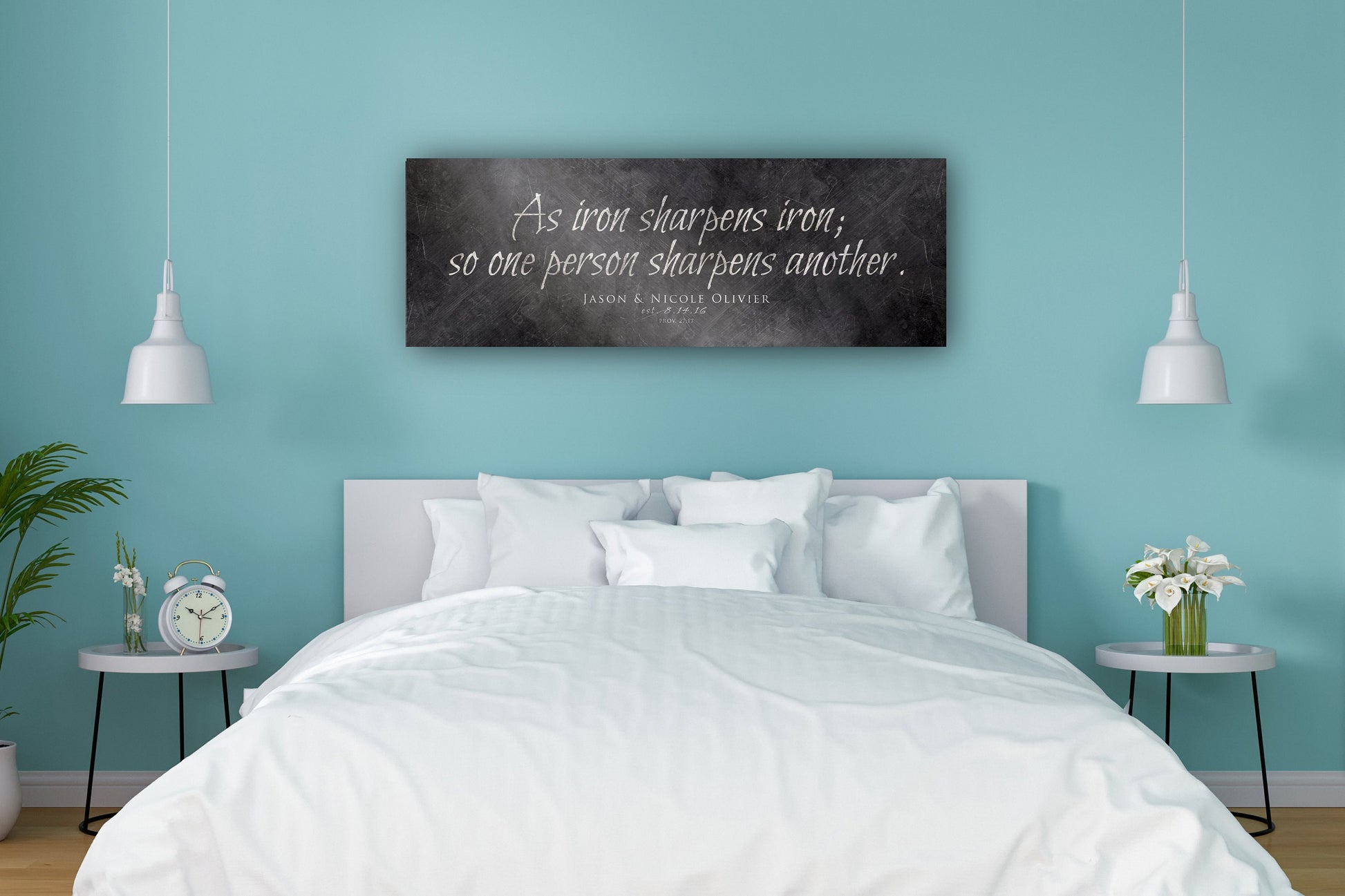 Proverbs 27:17, As Iron Sharpens Iron Personalized Wall Sign - HoneycombProverbs - Signs - Christian Wall Art