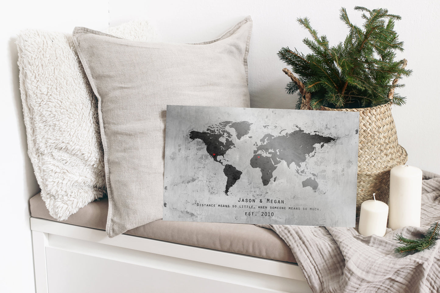Personalized "Love Around the Globe" Sign on Tin - HoneycombProverbs - Signs - Tin Anniversary Gifts