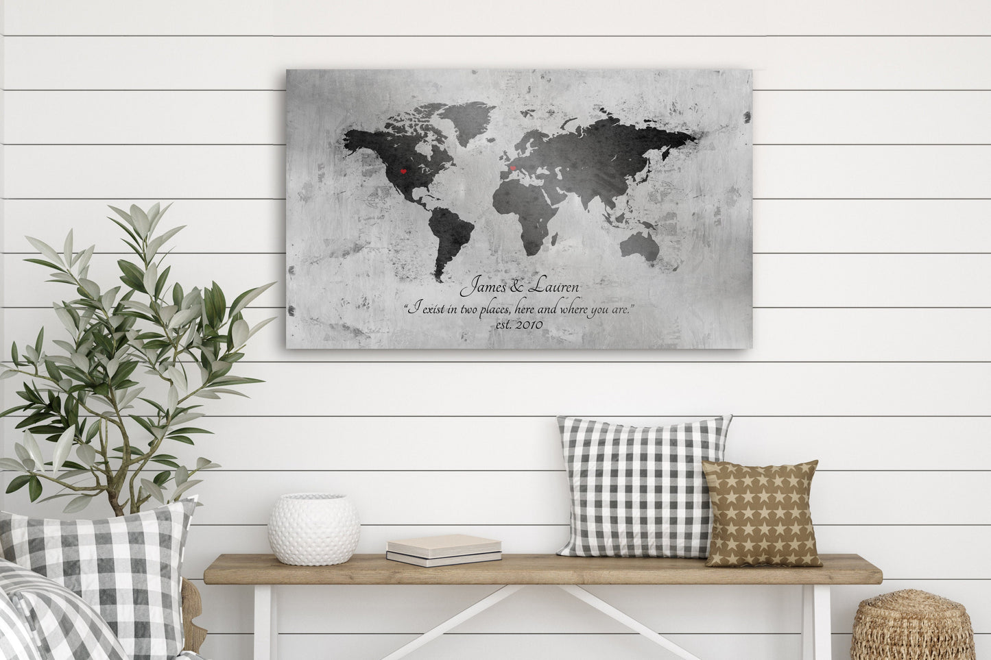 Personalized "Love Around the Globe" Sign on Tin - HoneycombProverbs - Signs - Tin Anniversary Gifts