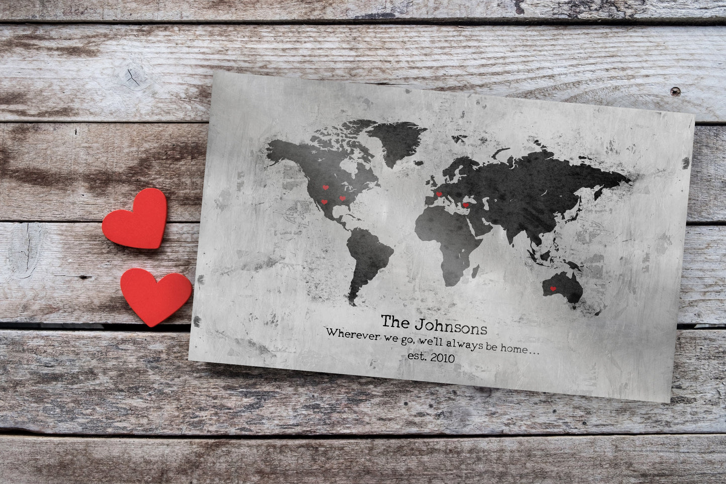 Personalized "Love Around the Globe" Sign on Tin - HoneycombProverbs - Signs - Tin Anniversary Gifts