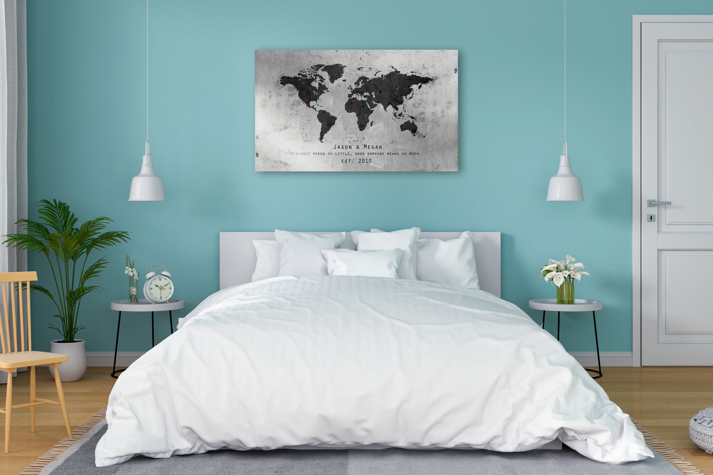 Personalized "Love Around the Globe" Sign on Tin - HoneycombProverbs - Signs - Tin Anniversary Gifts