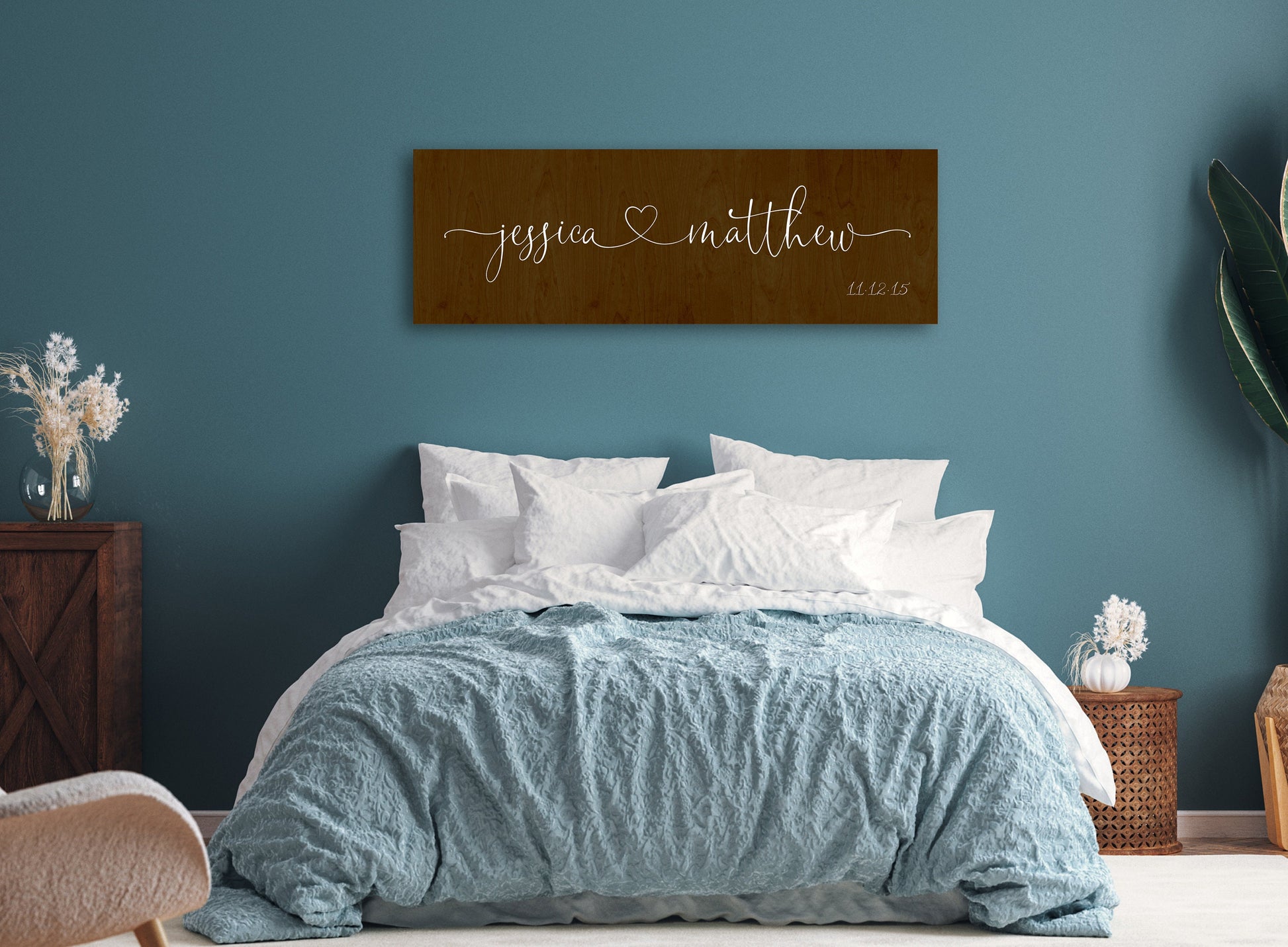 His and Her Wood Est Sign - HoneycombProverbs - Gifts For The Couple - Name Signs Wall Art