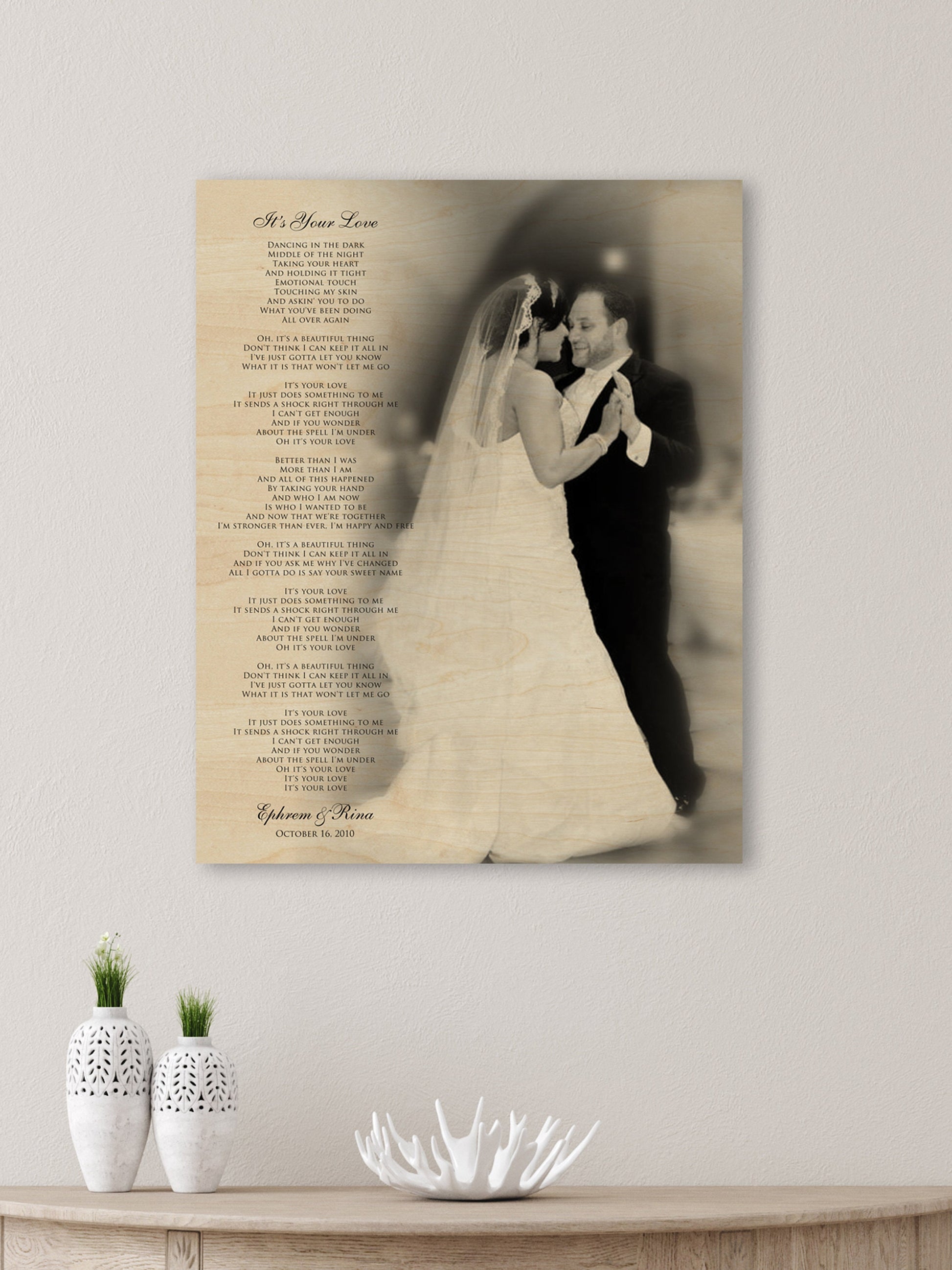 Wood Photo Gift with Words - HoneycombProverbs - Gifts For The Couple - Photo Lyrics Wall Art