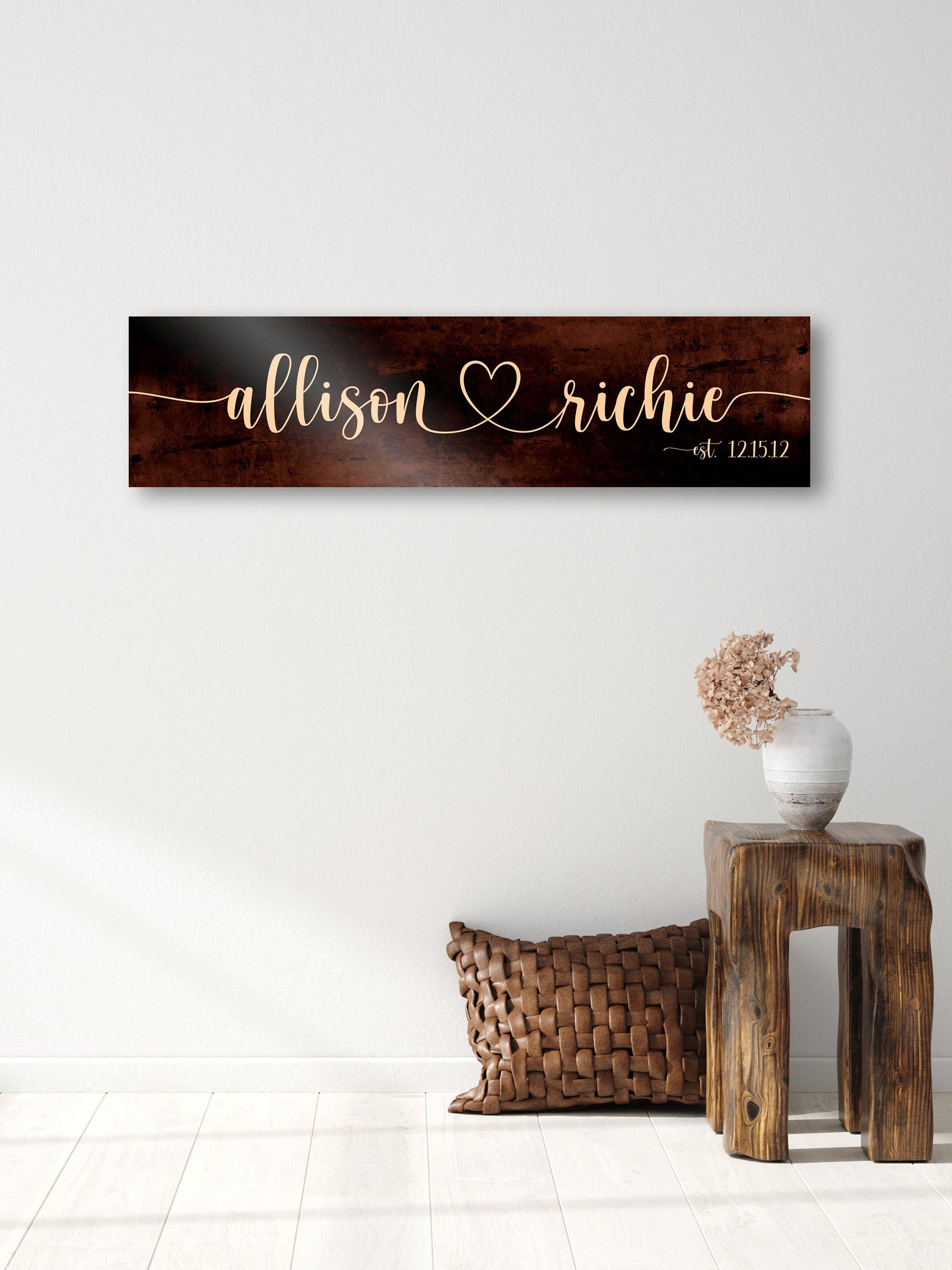Heart Connected Names, Bronze Anniversary Sign - HoneycombProverbs - Signs - Bronze Anniversary Gifts