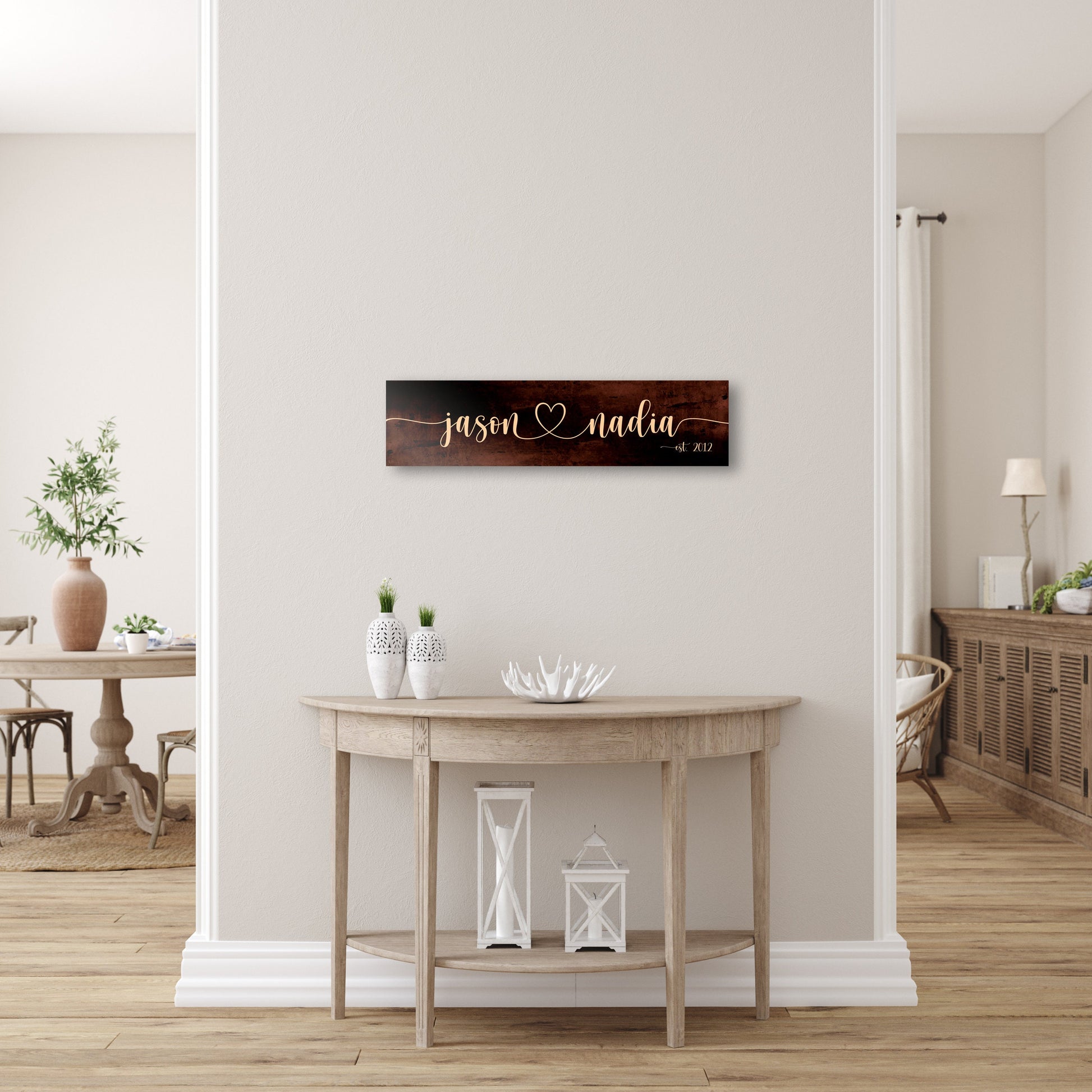 Heart Connected Names, Bronze Anniversary Sign - HoneycombProverbs - Signs - Bronze Anniversary Gifts