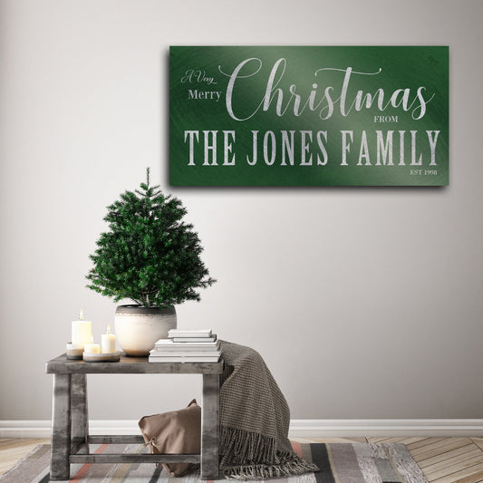 Retro Family Name Holiday Sign in Green - HoneycombProverbs - Signs - 