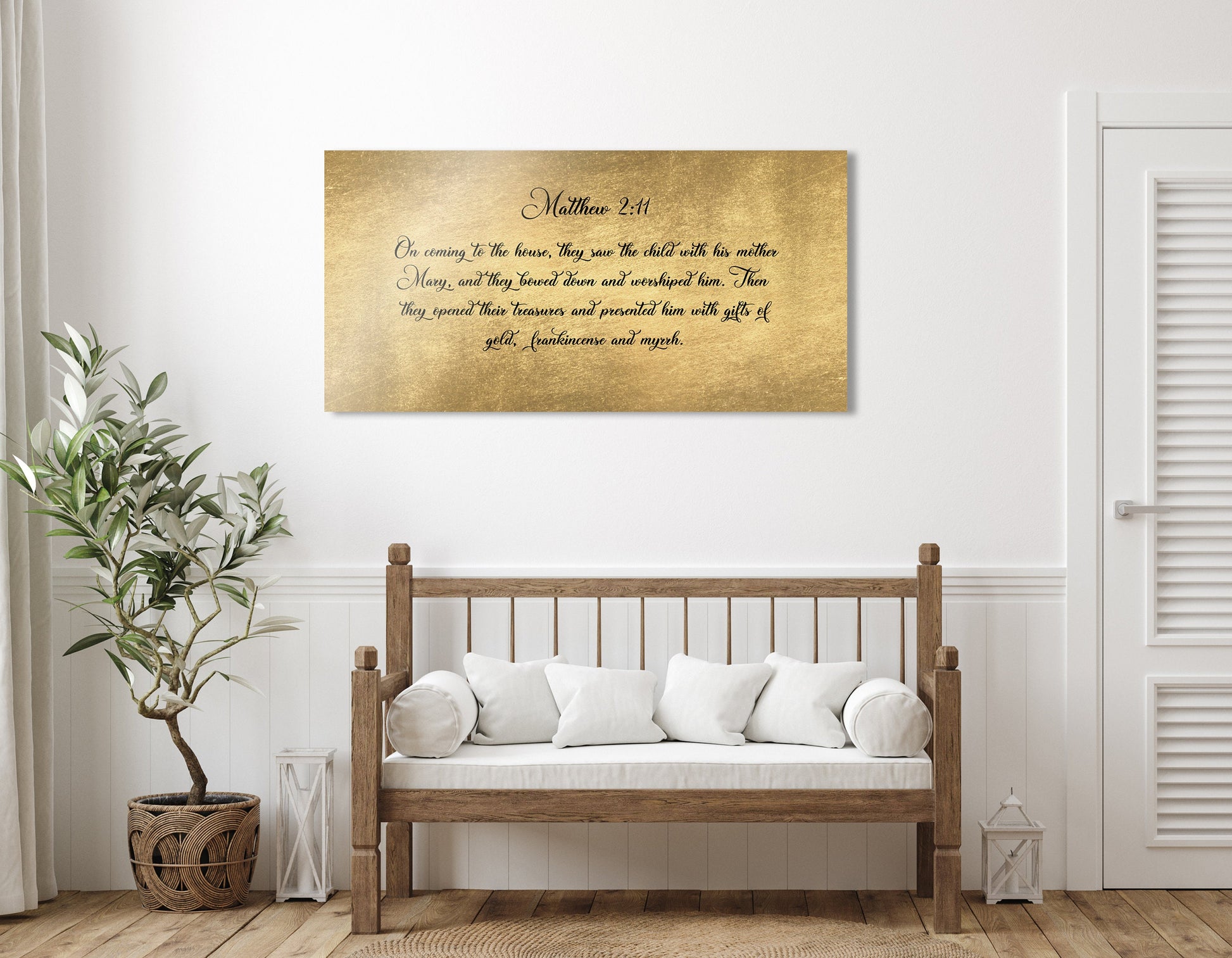 Matthew 2:11 Rustic Christmas Scripture Sign - HoneycombProverbs - Signs - 