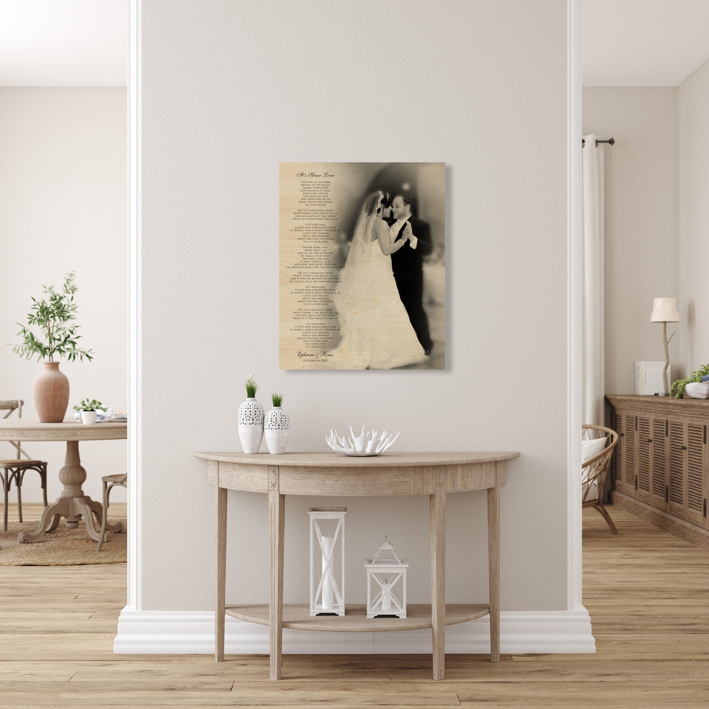 Wood Photo Gift with Words - HoneycombProverbs - Gifts For The Couple - Photo Lyrics Wall Art