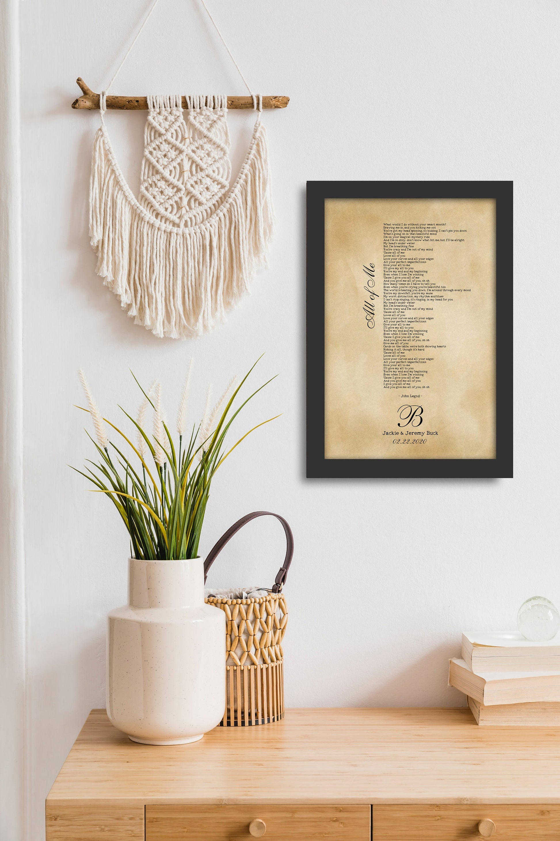 1st Anniversary Monogrammed Song Lyric Print - HoneycombProverbs - Giclée - Rustic Lyrics Wall Decor