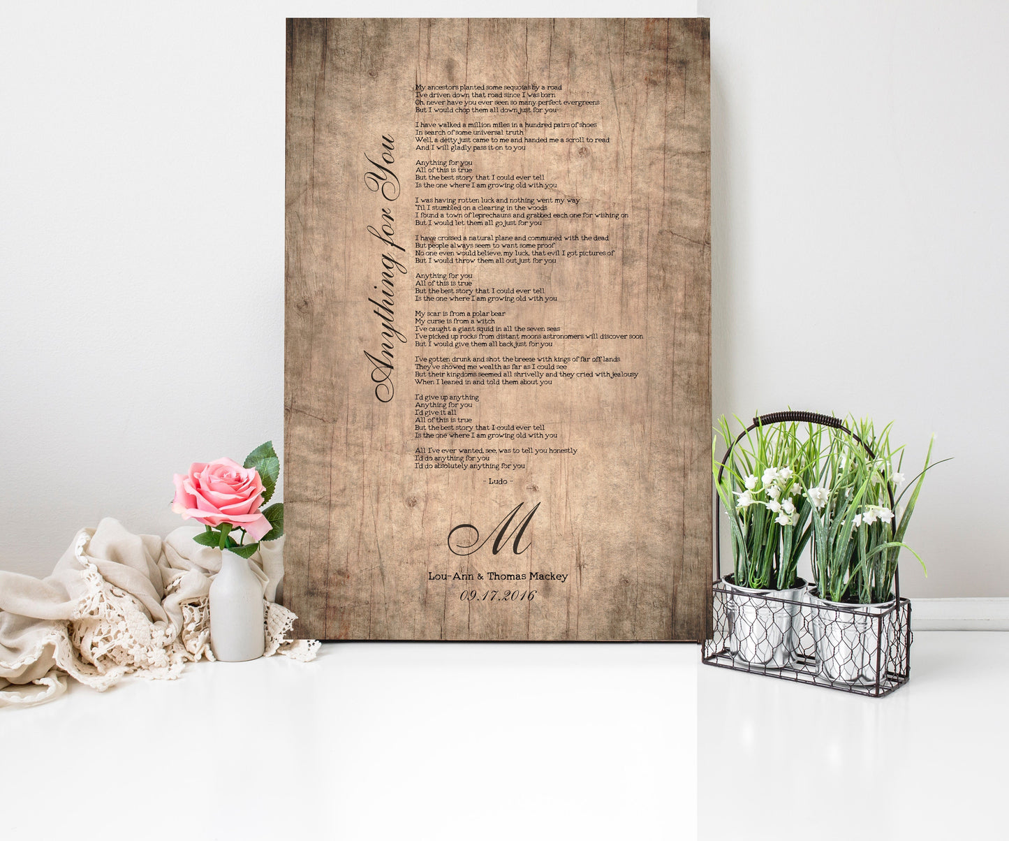 Our Song Lyrics on Wood - HoneycombProverbs - Signs - 5 year anniversary gifts