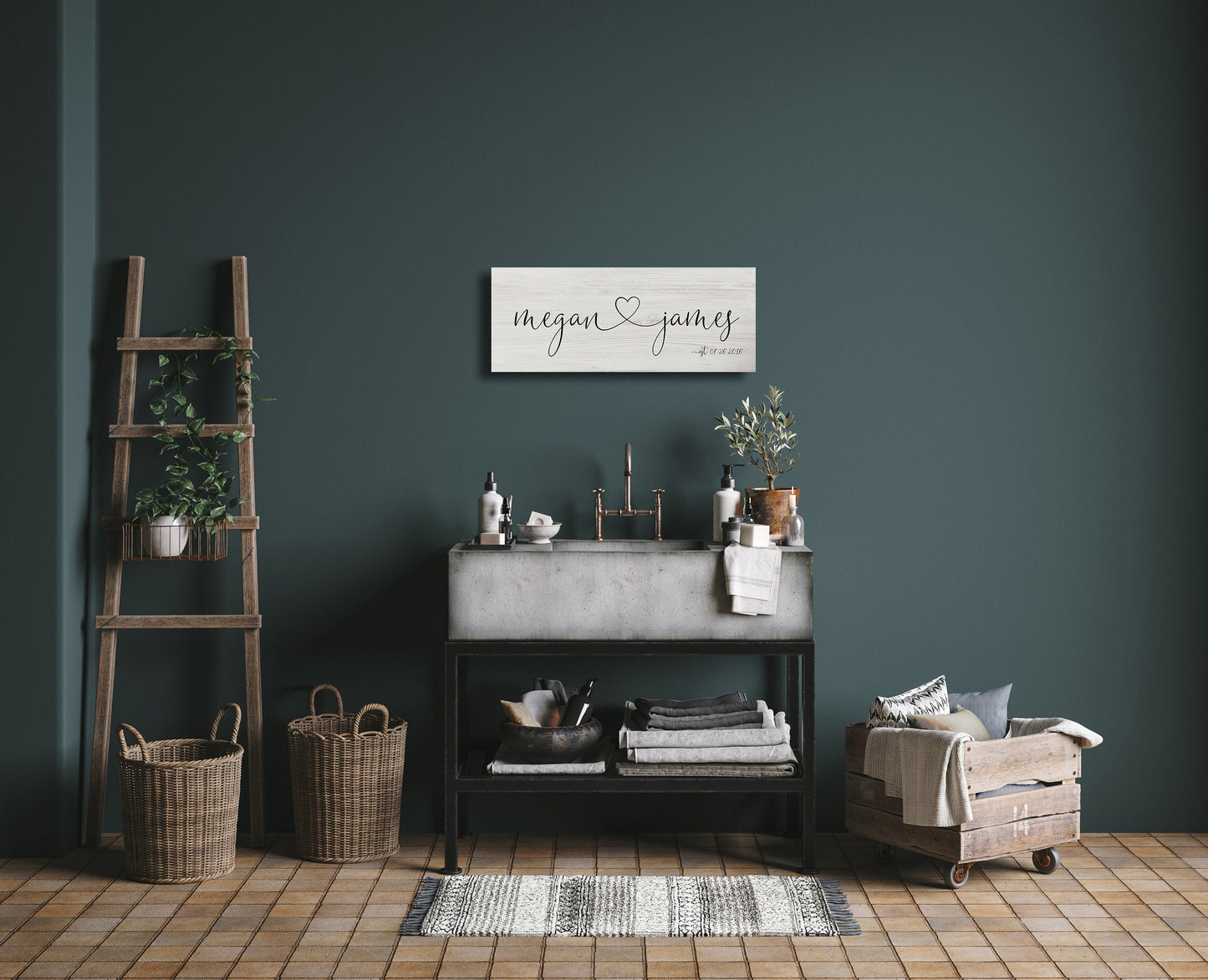 Wooden Sign 5th Anniversary Names with Heart - HoneycombProverbs - Gifts For The Couple - Name Signs Wall Art