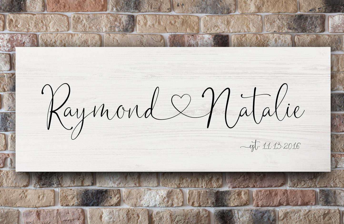 Wooden Sign 5th Anniversary Names with Heart - HoneycombProverbs - Gifts For The Couple - Name Signs Wall Art