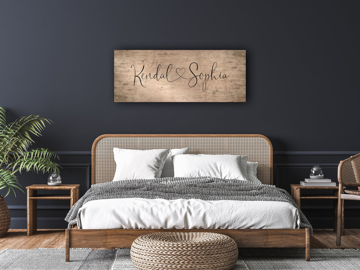 Heart Connected Names Established Sign for Couple's - HoneycombProverbs - Gifts For The Couple - Name Signs Wall Art