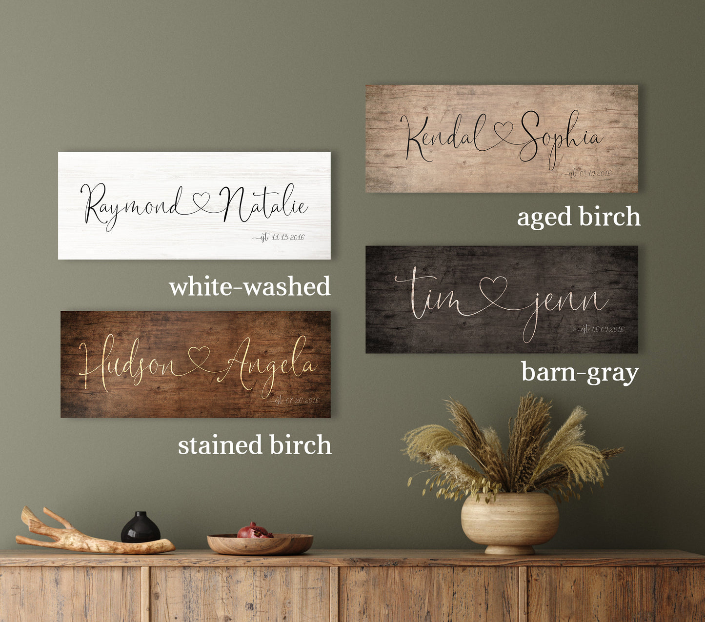 Our Names on Wood Established Sign for Couples - HoneycombProverbs - Signs - Name Signs Wall Art