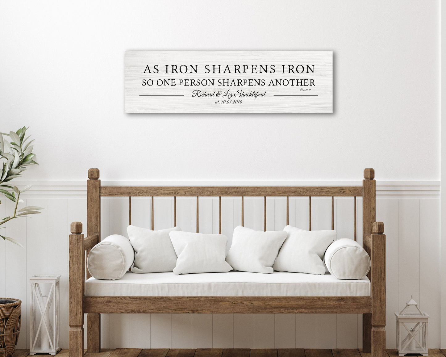 Iron Sharpens Iron Prov 27:17 Sign for Couples - HoneycombProverbs - Gifts For The Couple - Christian Wall Art