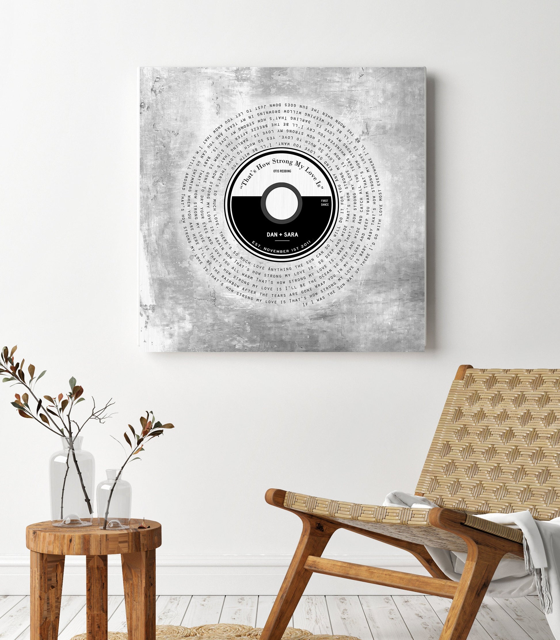 "Vinyl Record" Song Lyrics on Tin - HoneycombProverbs - Wall Decor - Record Album Lyrics Art