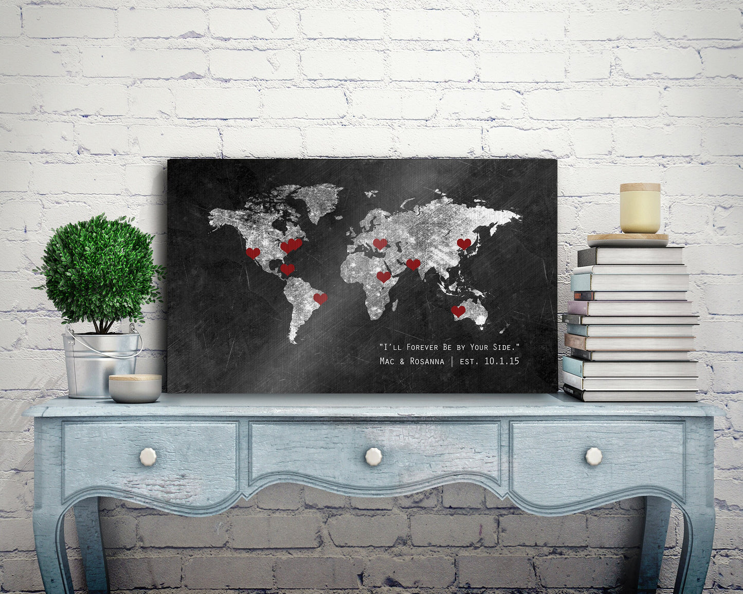 Follow Your Heart 6 Year Anniversary Gift, World Map - HoneycombProverbs - Signs - Iron Anniversary Gifts