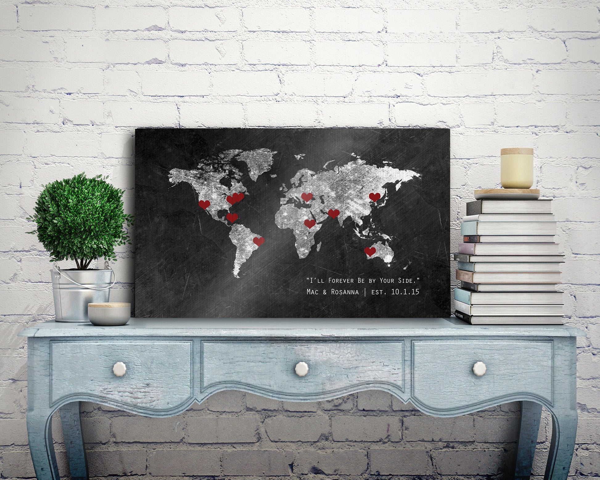 Follow Your Heart 6 Year Anniversary Gift, World Map - HoneycombProverbs - Signs - Iron Anniversary Gifts
