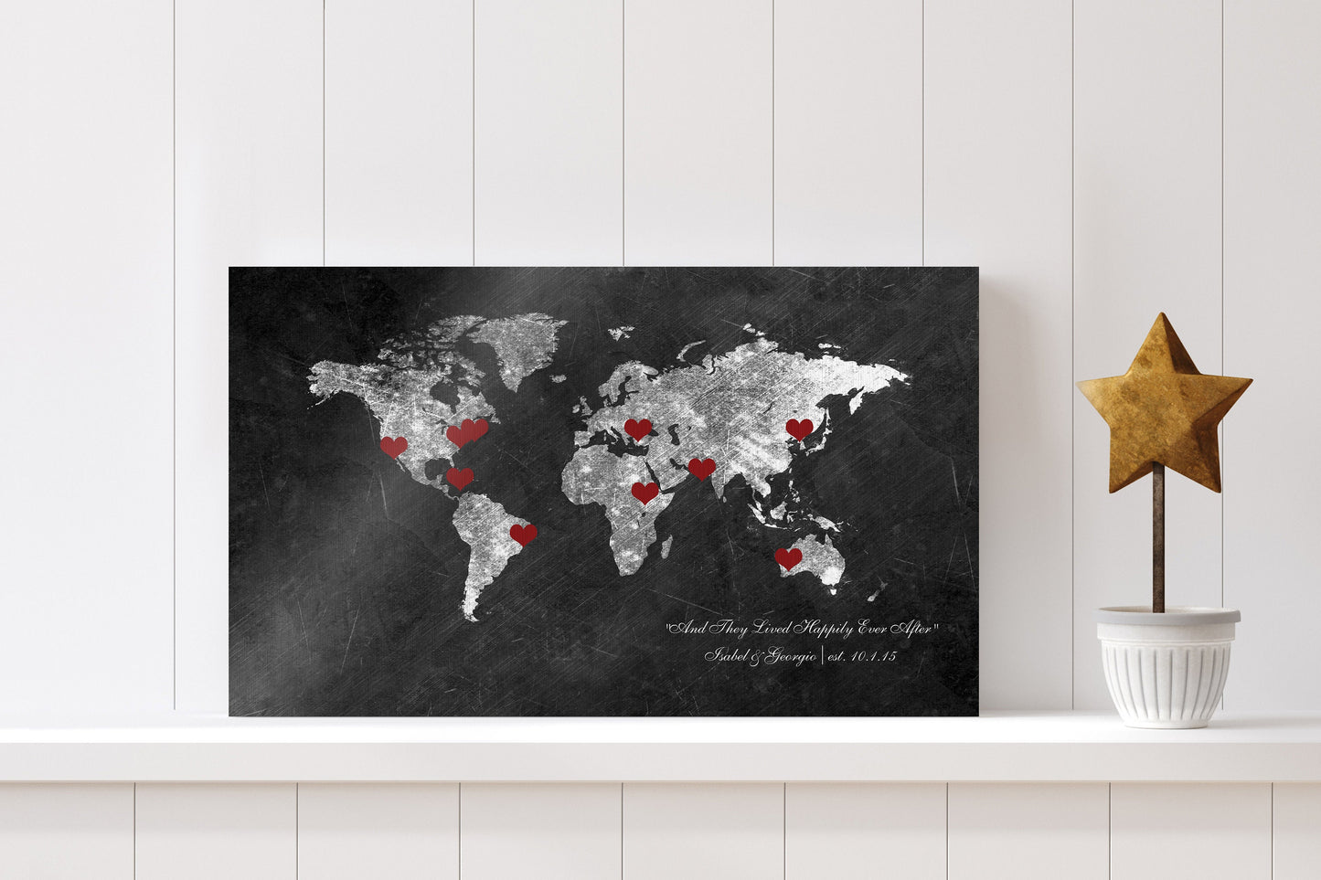 Follow Your Heart 6 Year Anniversary Gift, World Map - HoneycombProverbs - Signs - Iron Anniversary Gifts