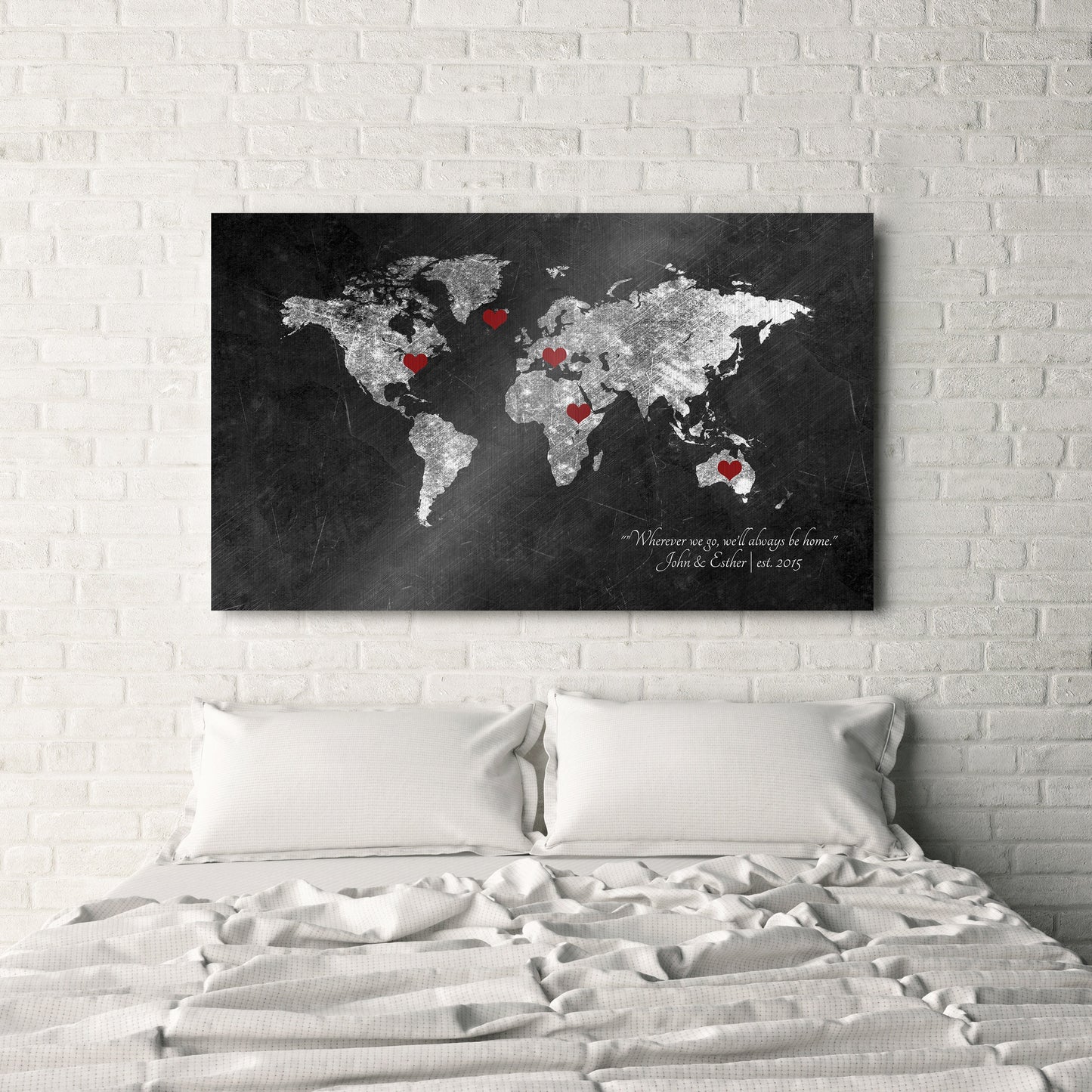Follow Your Heart 6 Year Anniversary Gift, World Map - HoneycombProverbs - Signs - Iron Anniversary Gifts