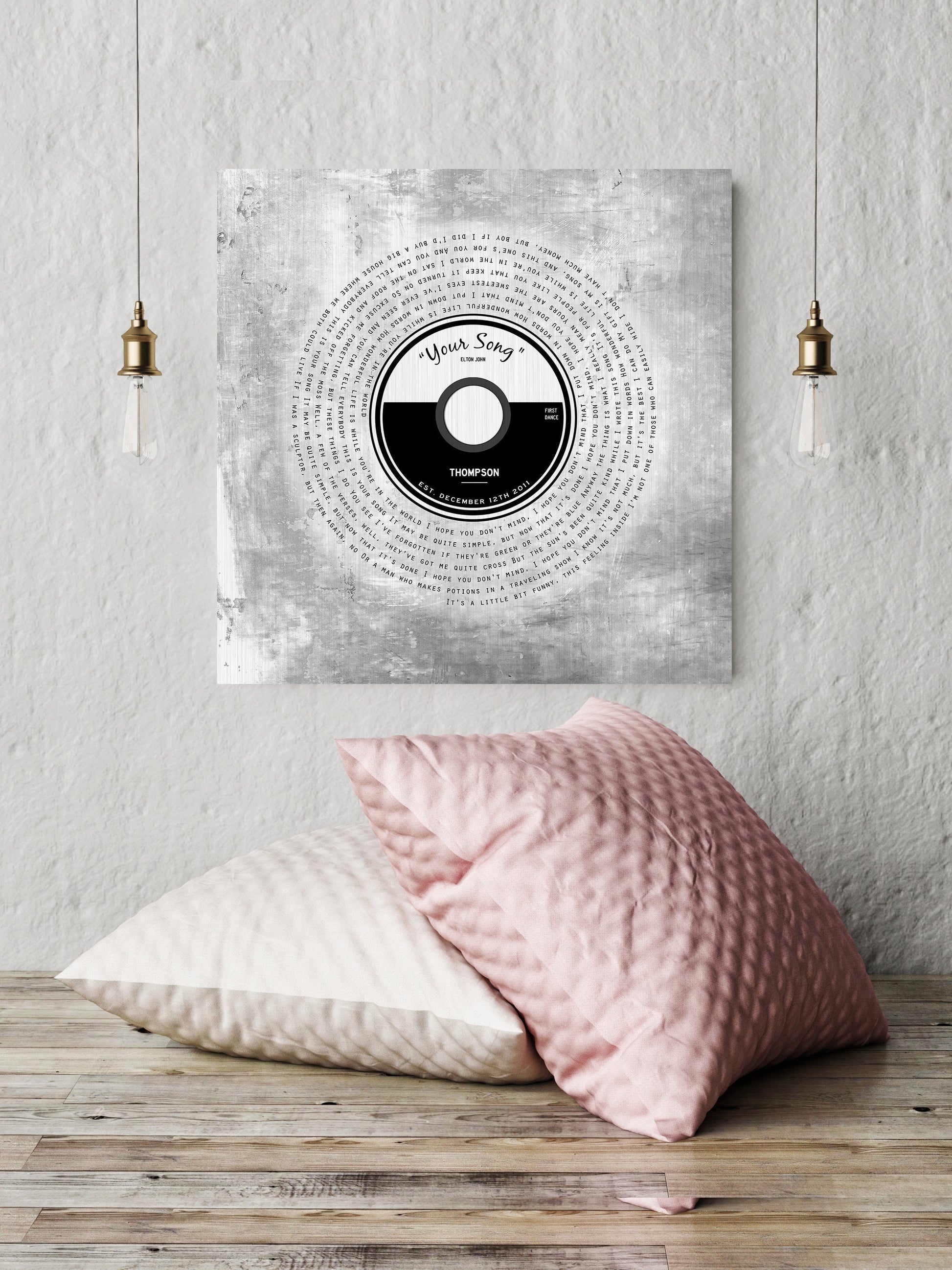 "Vinyl Record" Song Lyrics on Tin - HoneycombProverbs - Wall Decor - Record Album Lyrics Art