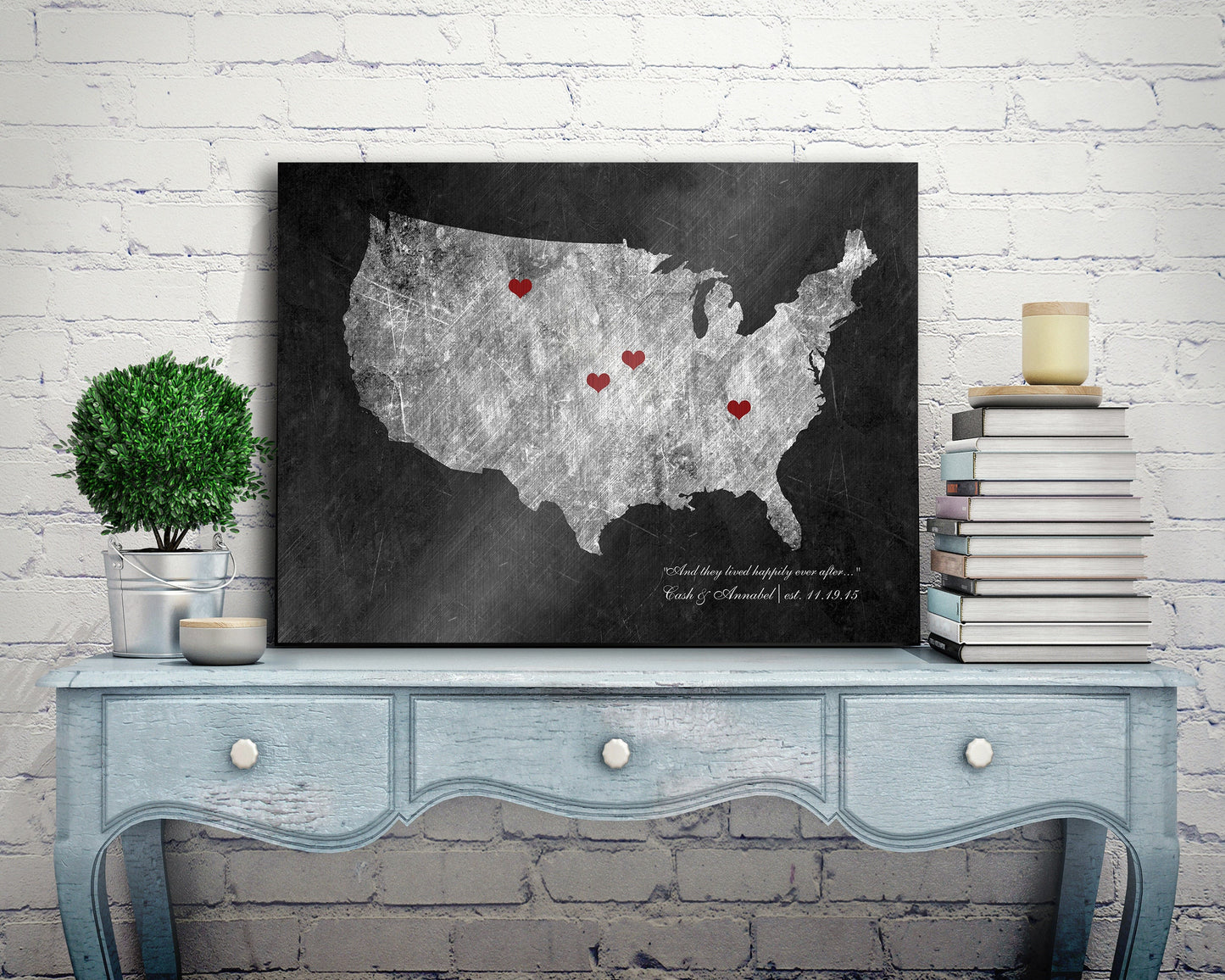 Follow Your Heart 6 Year Anniversary Gift, US Map - HoneycombProverbs - Signs - Luxury Corporate Gifts