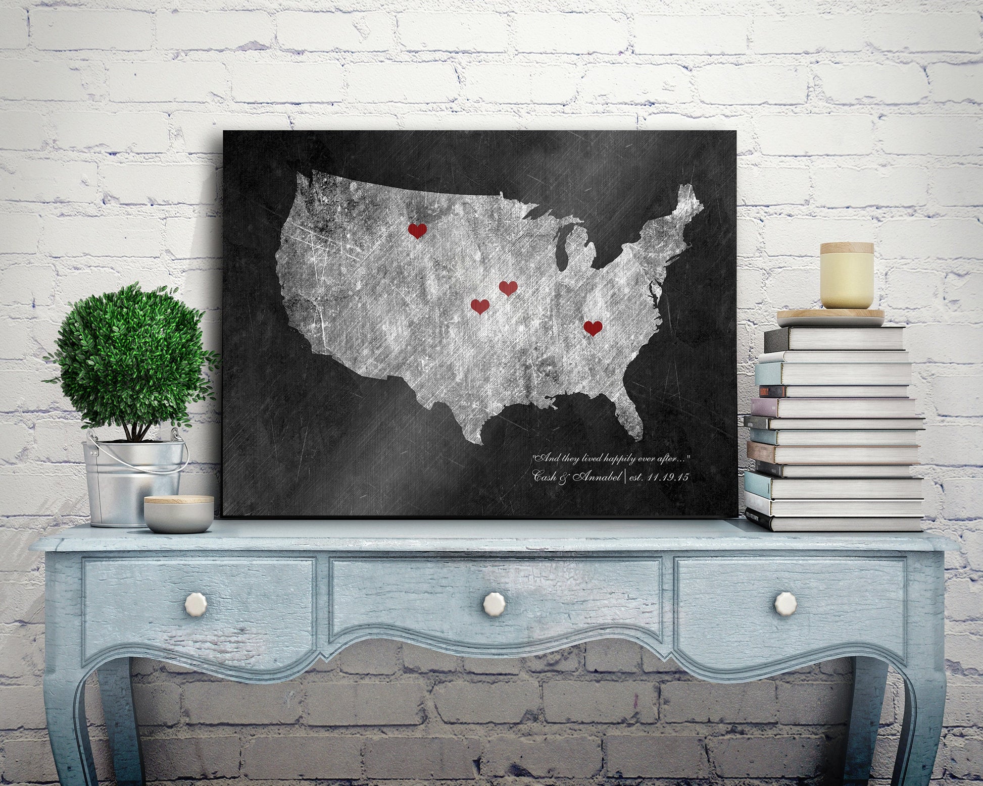 Follow Your Heart 6 Year Anniversary Gift, US Map - HoneycombProverbs - Signs - Luxury Corporate Gifts