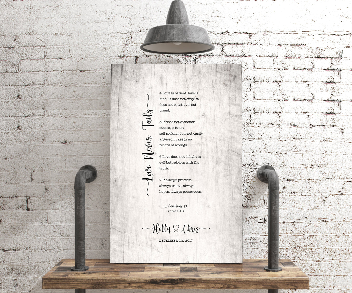 Our Love Never Fails Wood Anniversary Keepsake - HoneycombProverbs - Signs - Christian Wall Art