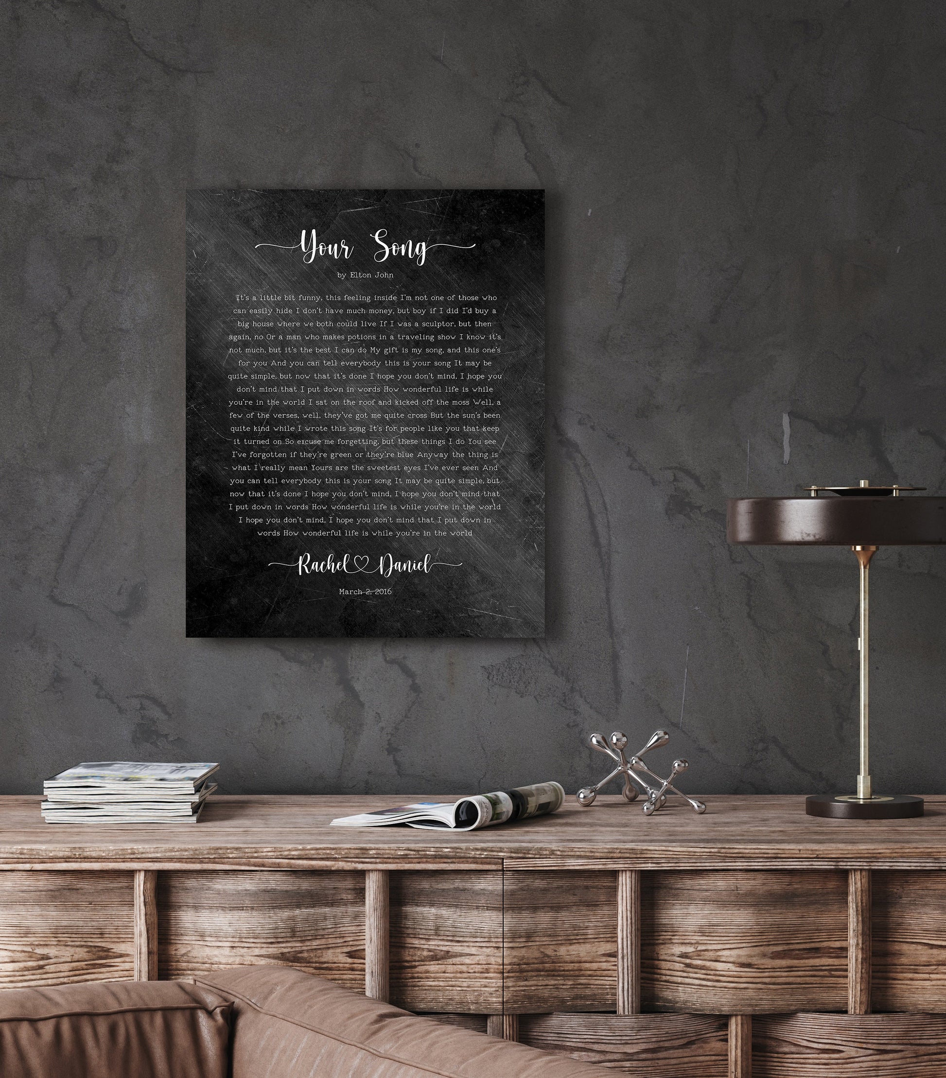 6th Anniversary Heart Connected Name Sign with Lyrics - HoneycombProverbs - Gifts For The Couple - Iron Anniversary Gifts