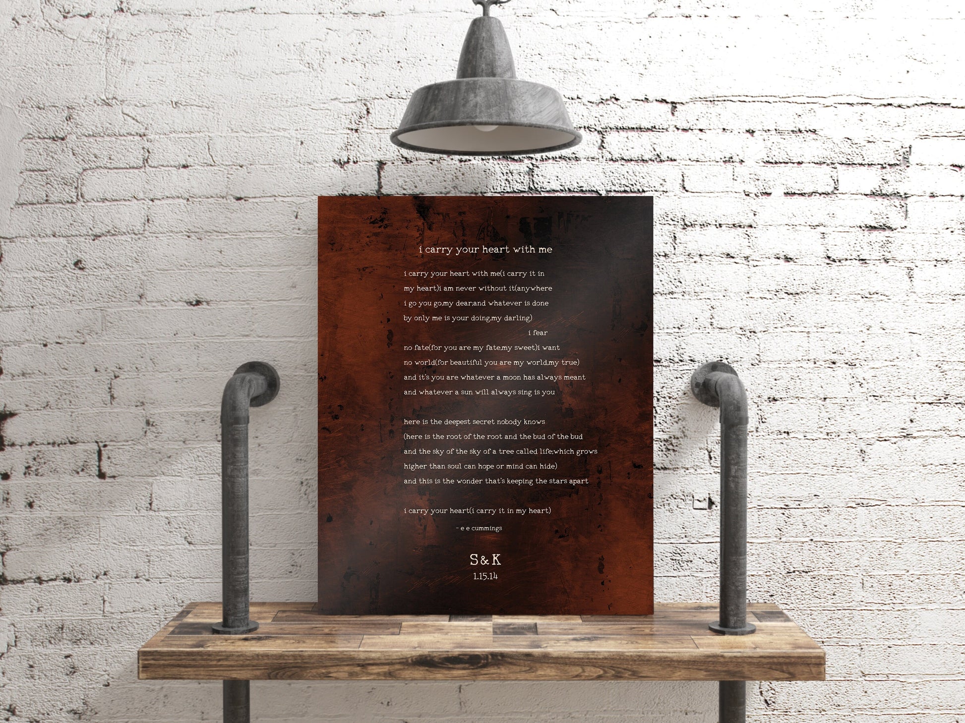 Bronze E. E. Cummings I Carry Your Heart Sign - HoneycombProverbs - Signs - Bronze Anniversary Gifts