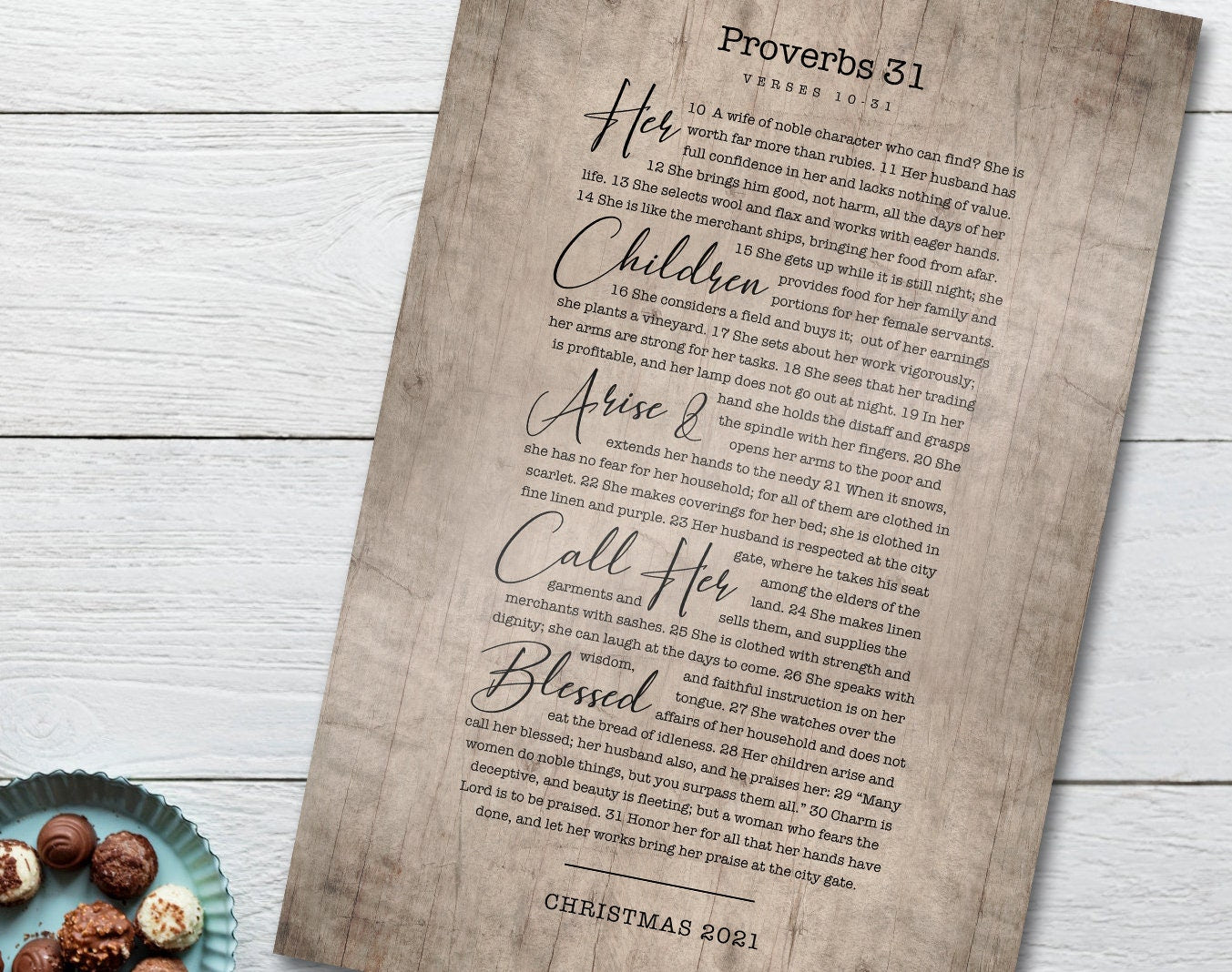 Proverbs 31 Wood Scripture Sign for Her - HoneycombProverbs - Signs - Christian Wall Art