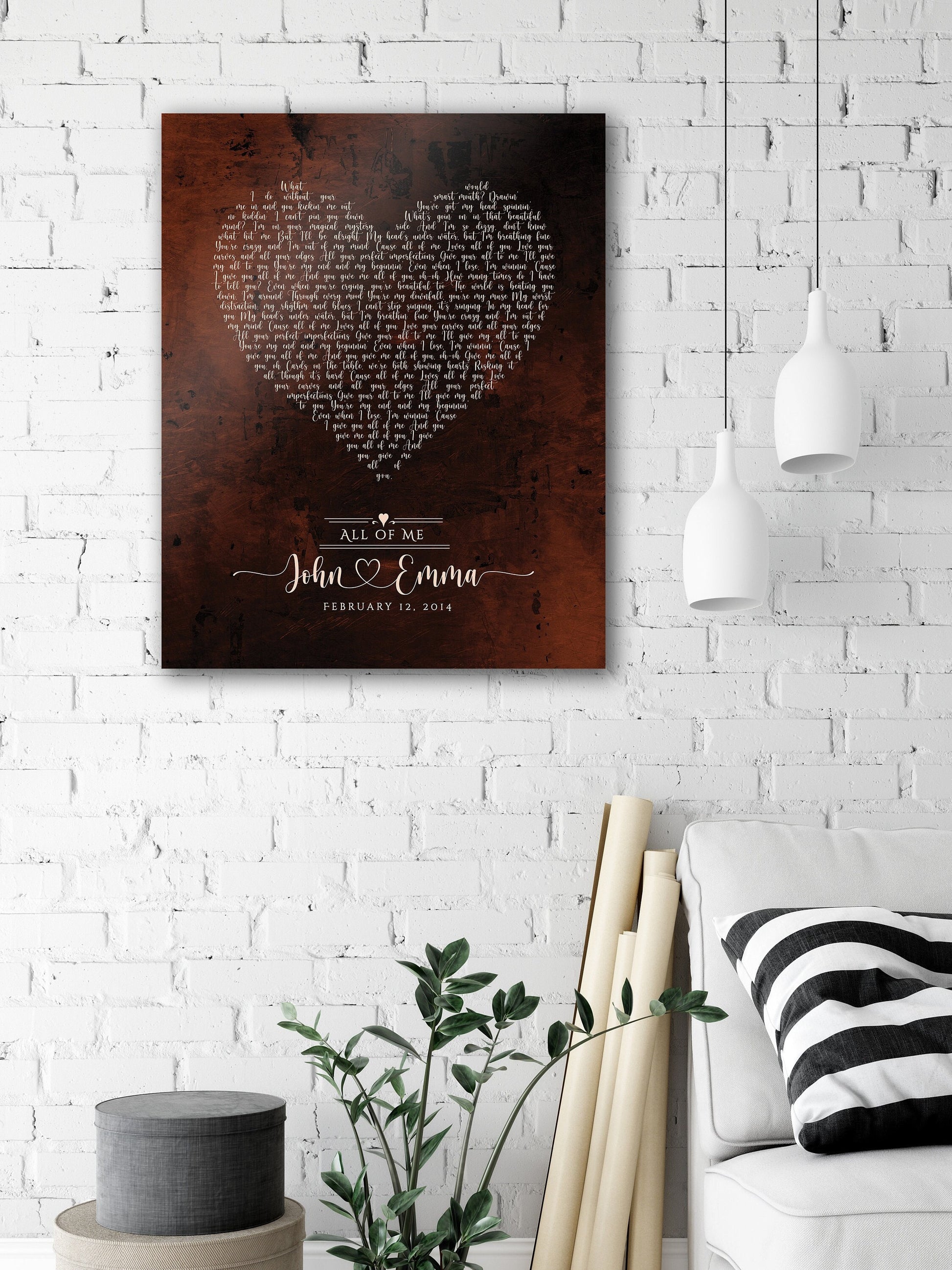 Heart Shaped Bronze Song Lyric Sign - HoneycombProverbs - Signs - Bronze Anniversary Gifts