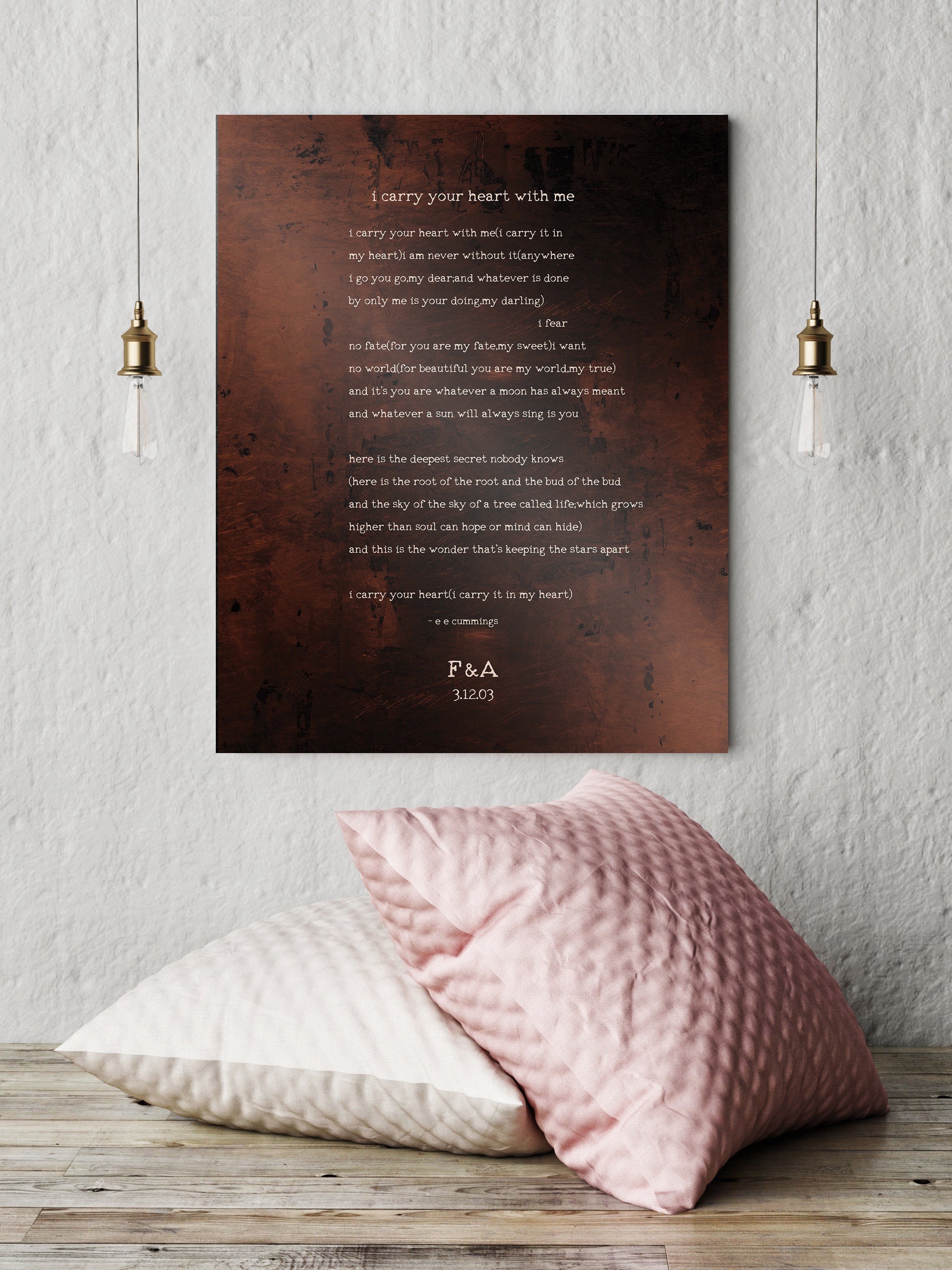 Bronze E. E. Cummings I Carry Your Heart Sign - HoneycombProverbs - Signs - Bronze Anniversary Gifts