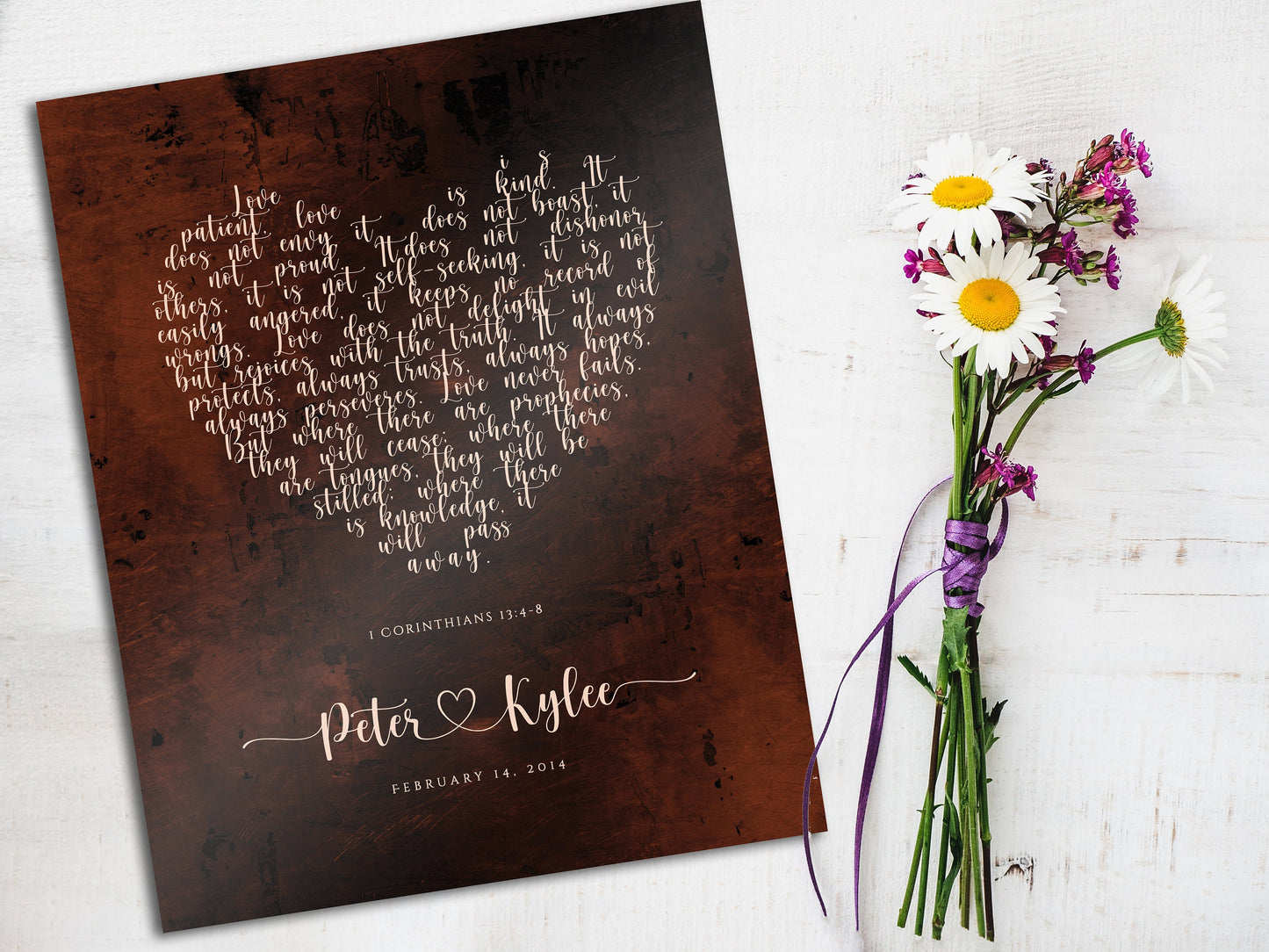 Bronze Gift for her, Love never fails Personalized Sign - HoneycombProverbs - Signs - Bronze Anniversary Gifts