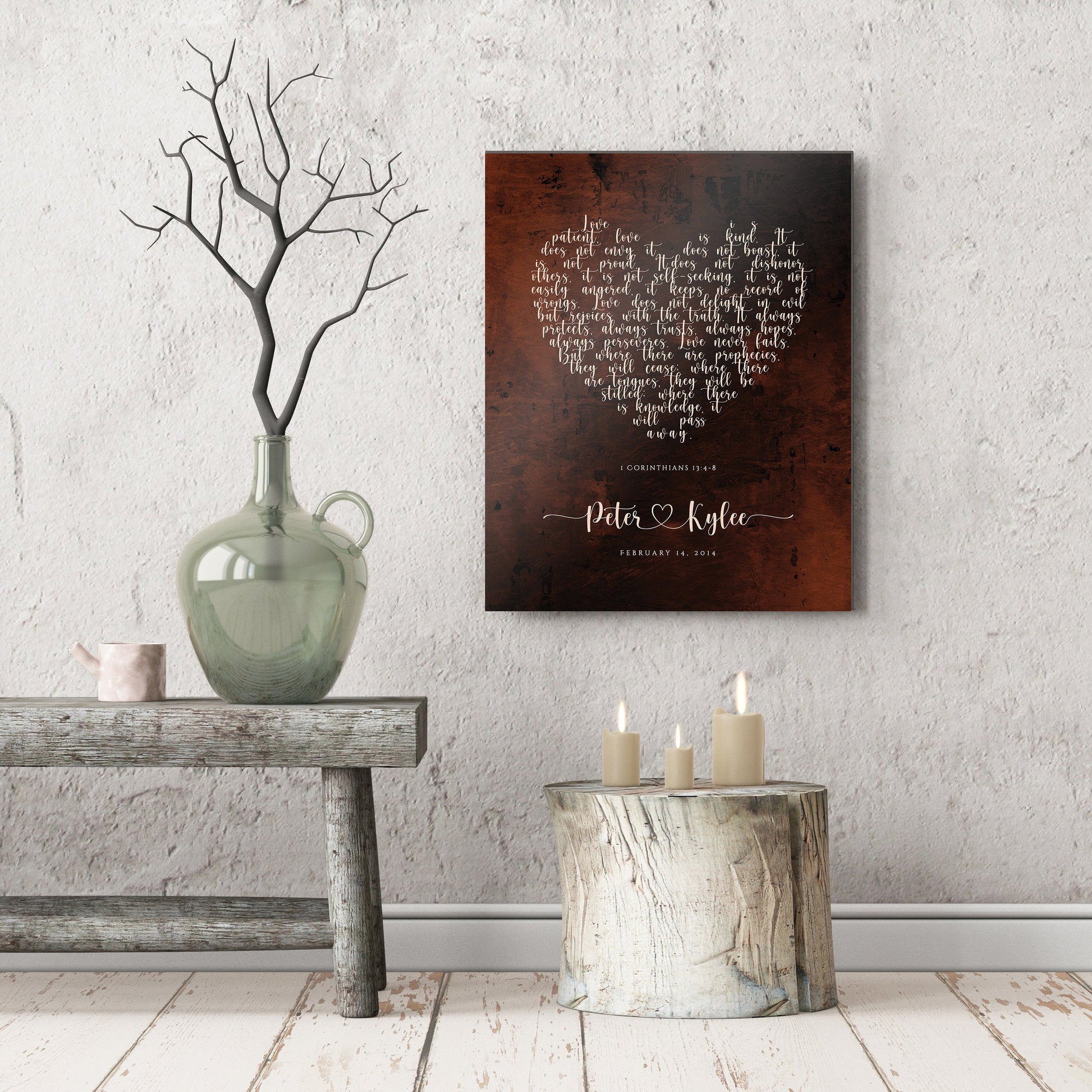 Bronze Gift for her, Love never fails Personalized Sign - HoneycombProverbs - Signs - Bronze Anniversary Gifts