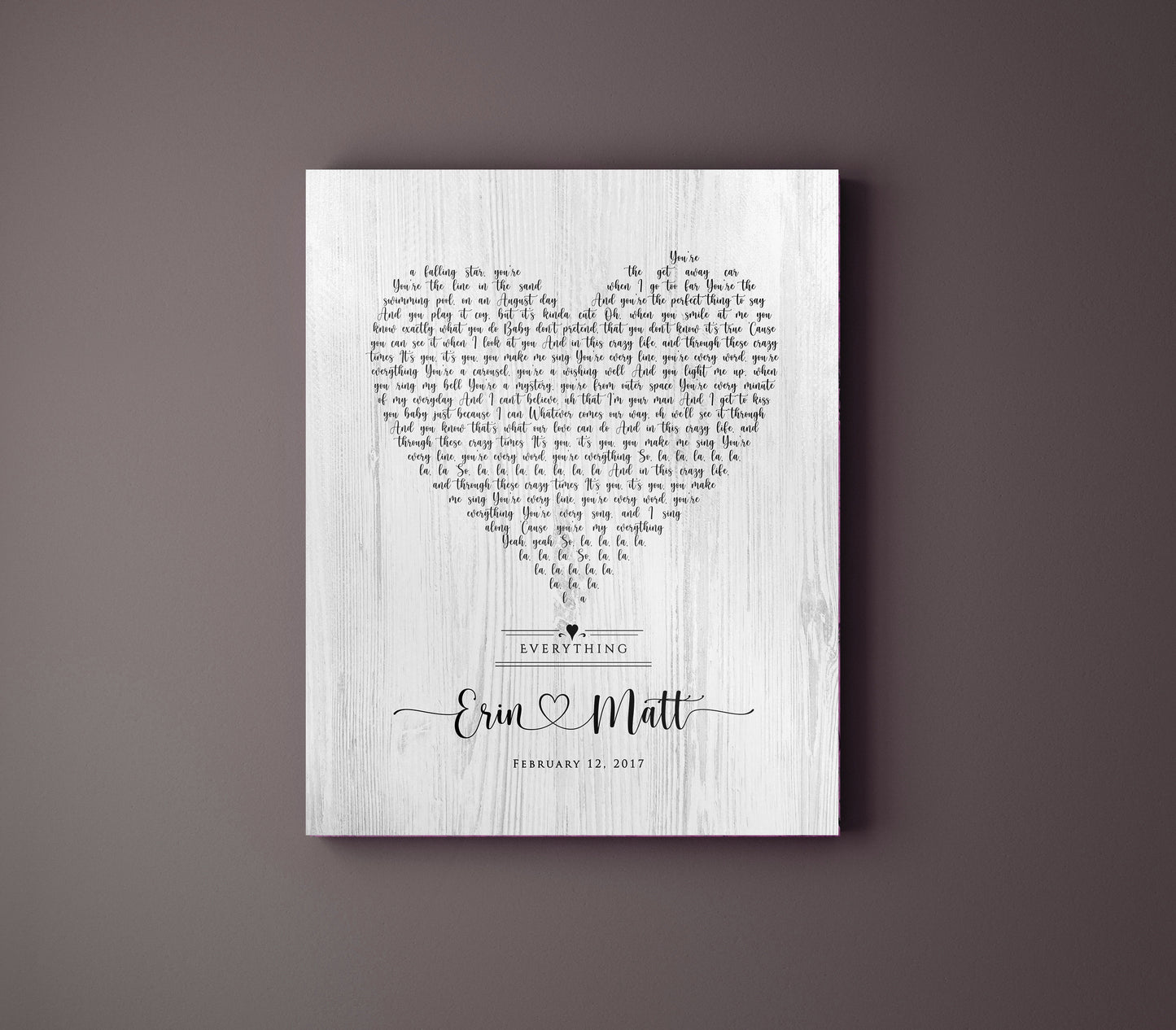 Rustic Heart Song Lyric Print on Wood - HoneycombProverbs - Signs - 5 year anniversary gifts