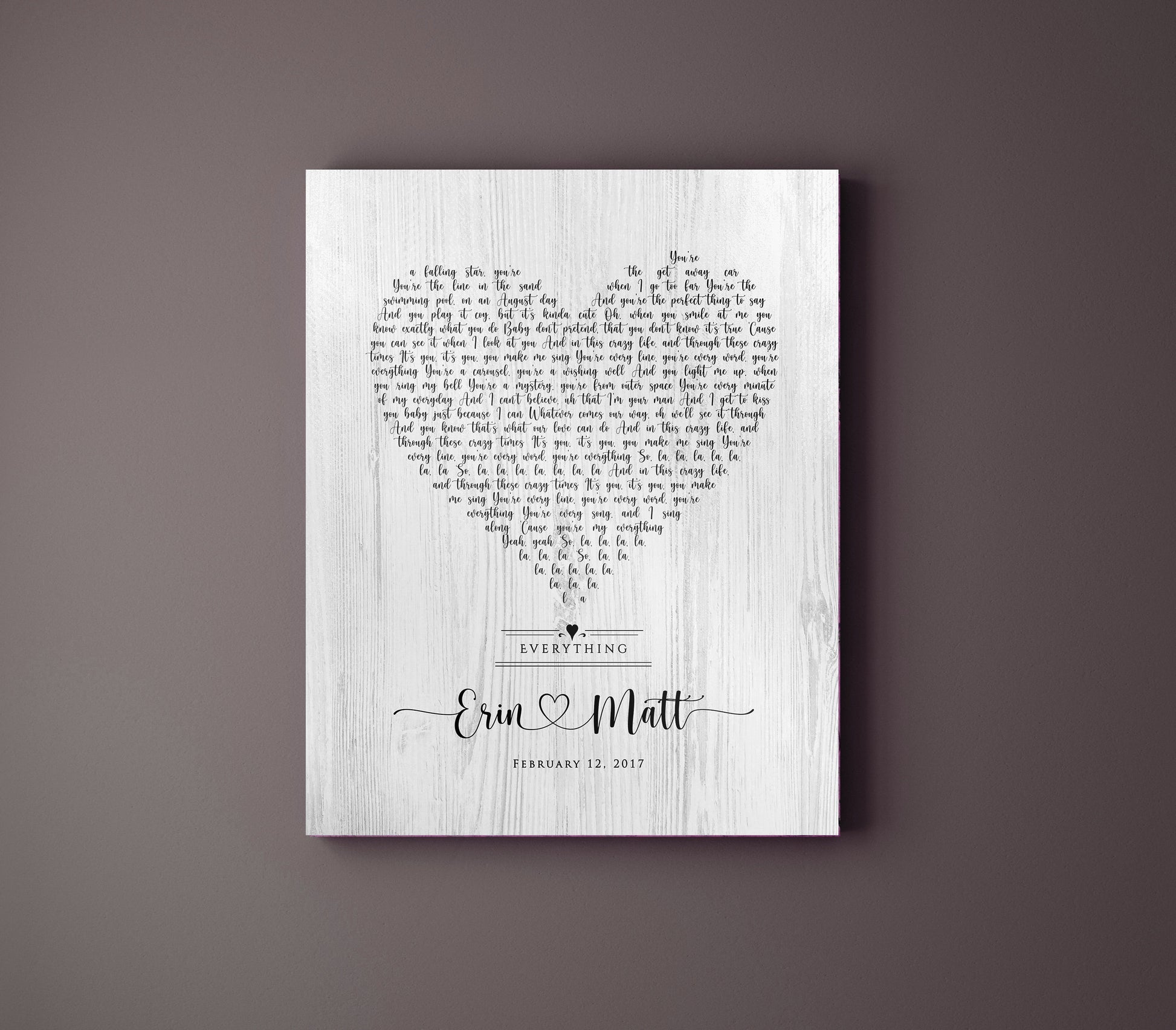 Rustic Heart Song Lyric Print on Wood - HoneycombProverbs - Signs - 5 year anniversary gifts