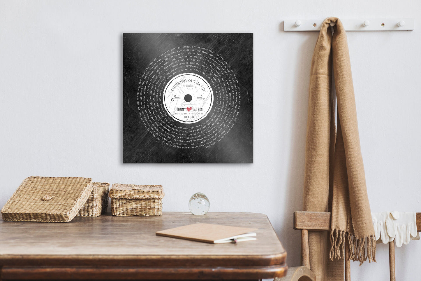 Six Years Down Rustic Record Art - HoneycombProverbs - Signs - Vintage Lyrics Wall Art
