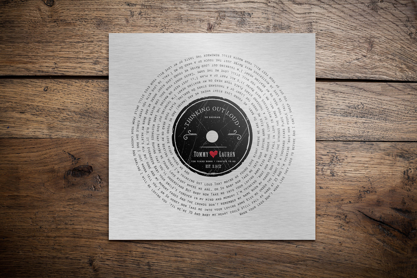 Ten Years Down LP Record Art - HoneycombProverbs - Wall Decor - Tin Anniversary Gifts