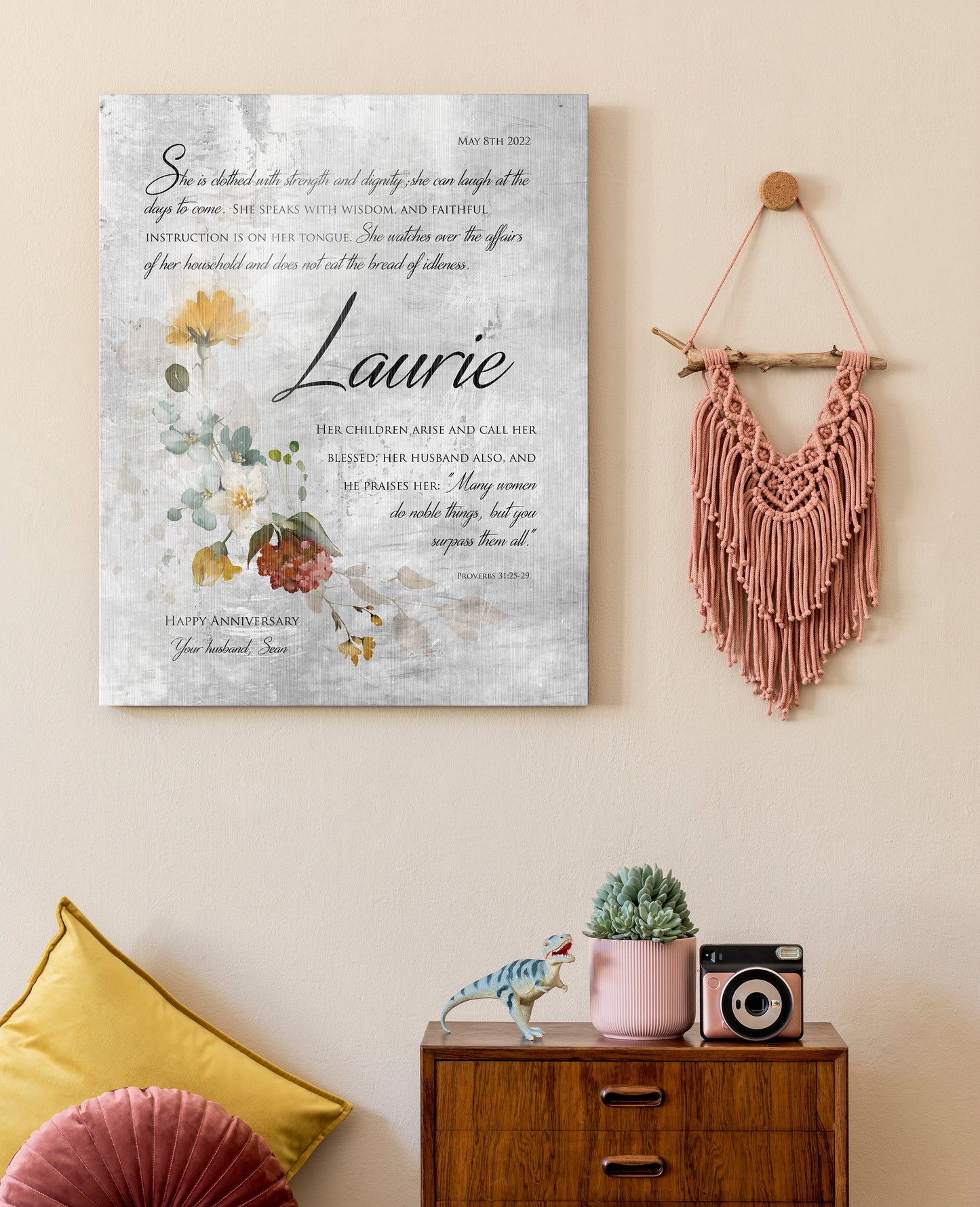 Rustic Floral Proverbs 31 Wall Decor - HoneycombProverbs - Signs - Christian Wall Art