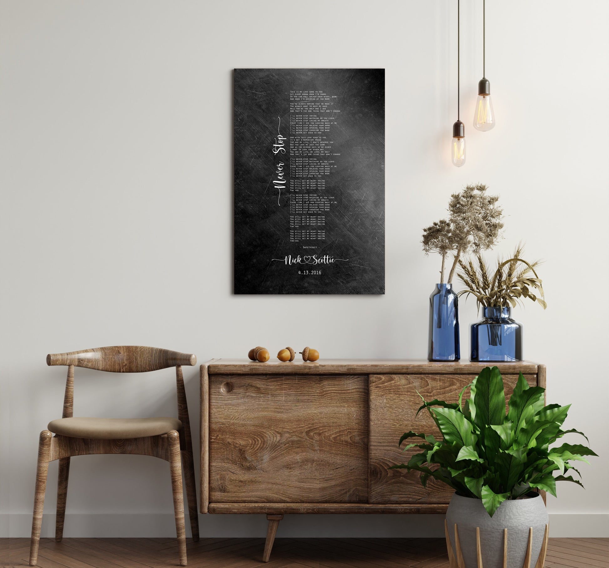 His & Her Custom Distressed Song Art - HoneycombProverbs - Gifts For The Couple - Iron Anniversary Gifts